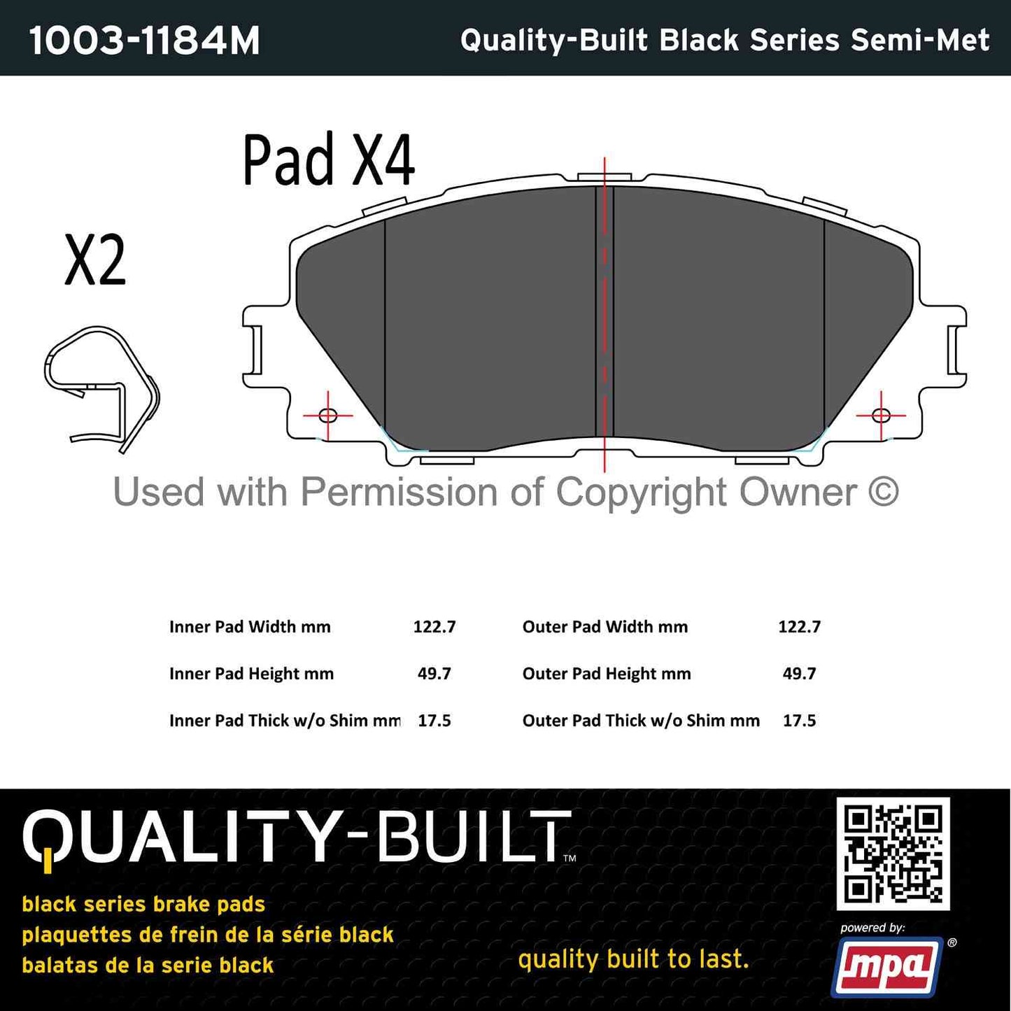 Other View of Front Disc Brake Pad Set MPA 1003-1184M