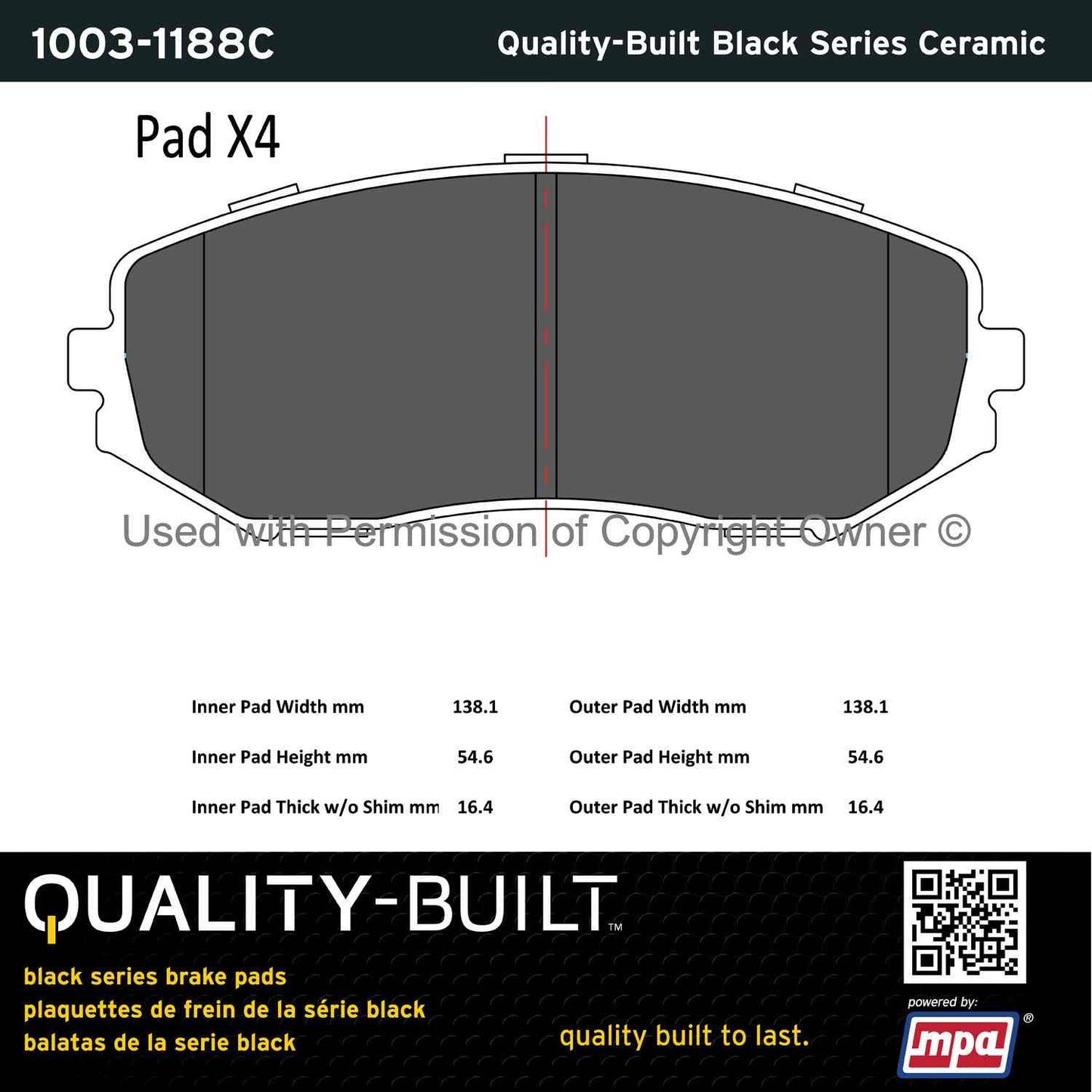 Other View of Front Disc Brake Pad Set MPA 1003-1188C