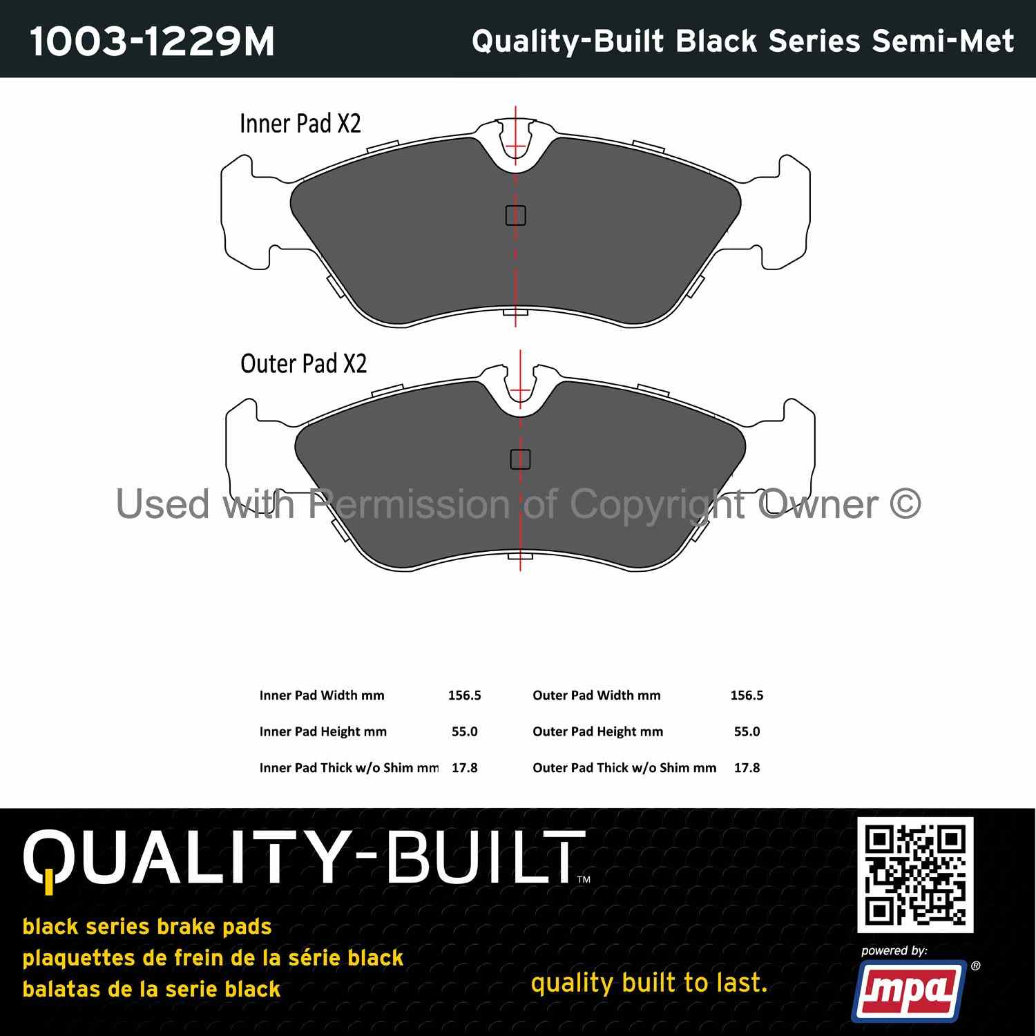 Other View of Rear Disc Brake Pad Set MPA 1003-1229M