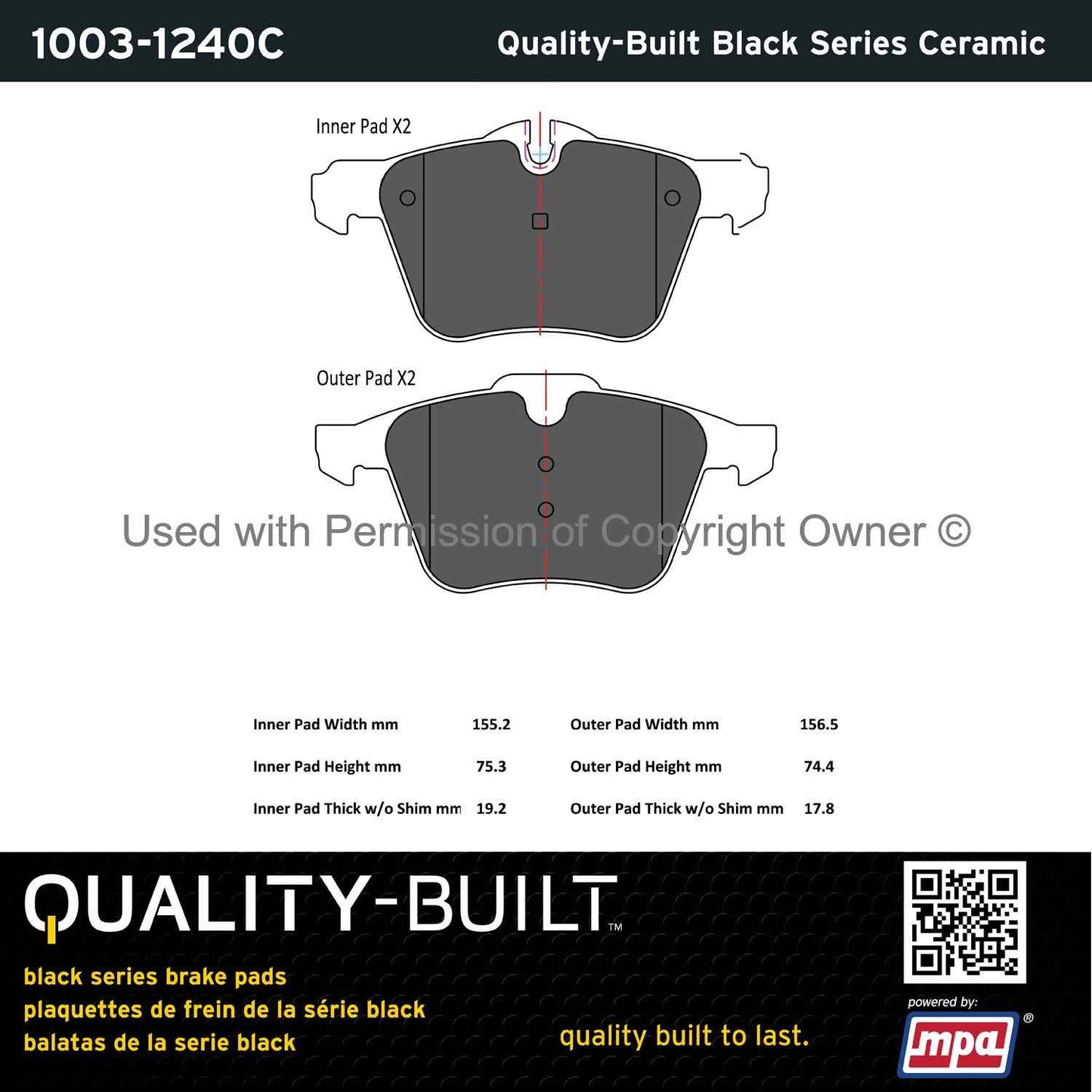 Other View of Front Disc Brake Pad Set MPA 1003-1240C