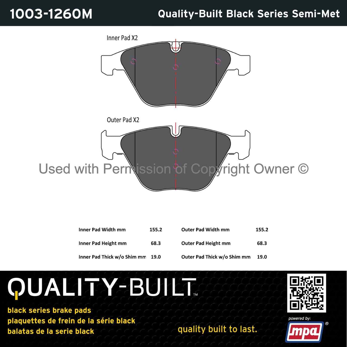 Other View of Front Disc Brake Pad Set MPA 1003-1260M