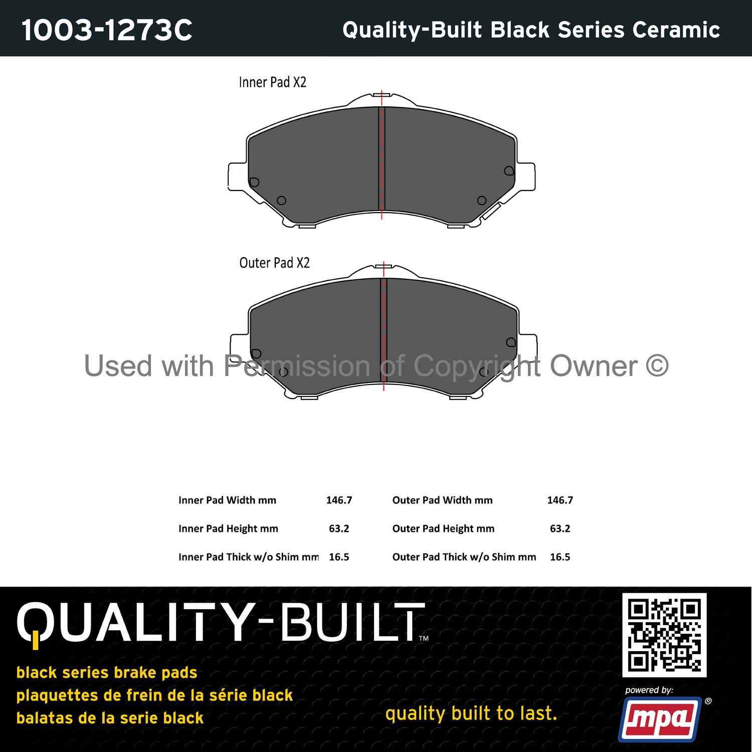 Other View of Front Disc Brake Pad Set MPA 1003-1273C