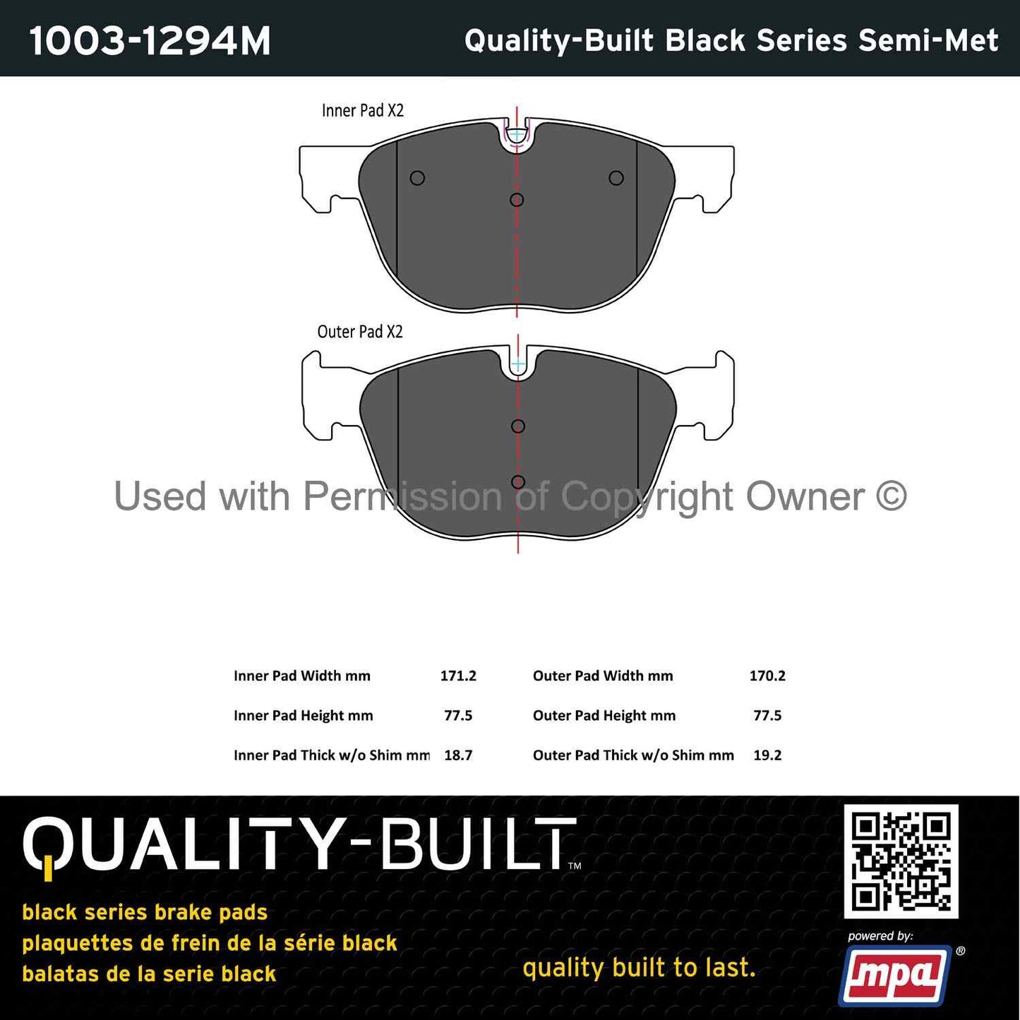 Other View of Front Disc Brake Pad Set MPA 1003-1294M