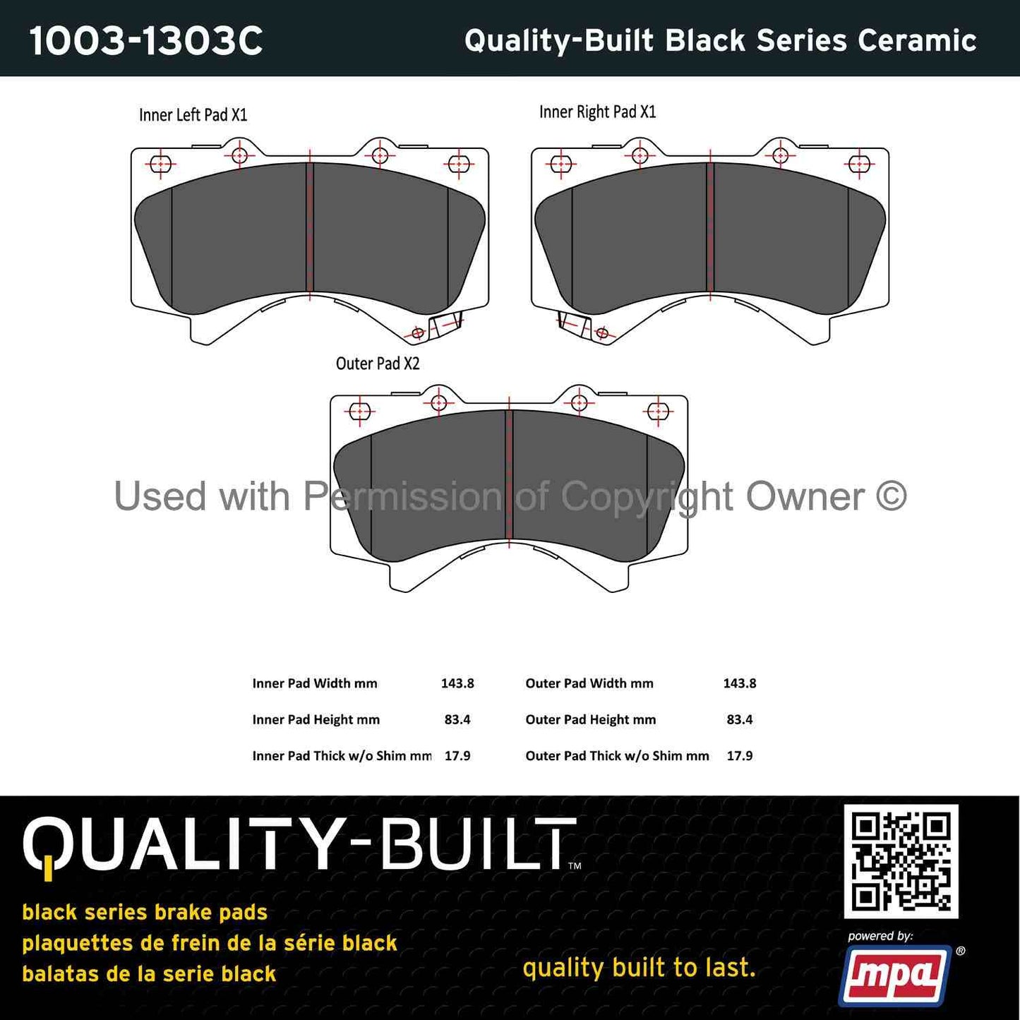 Other View of Front Disc Brake Pad Set MPA 1003-1303C