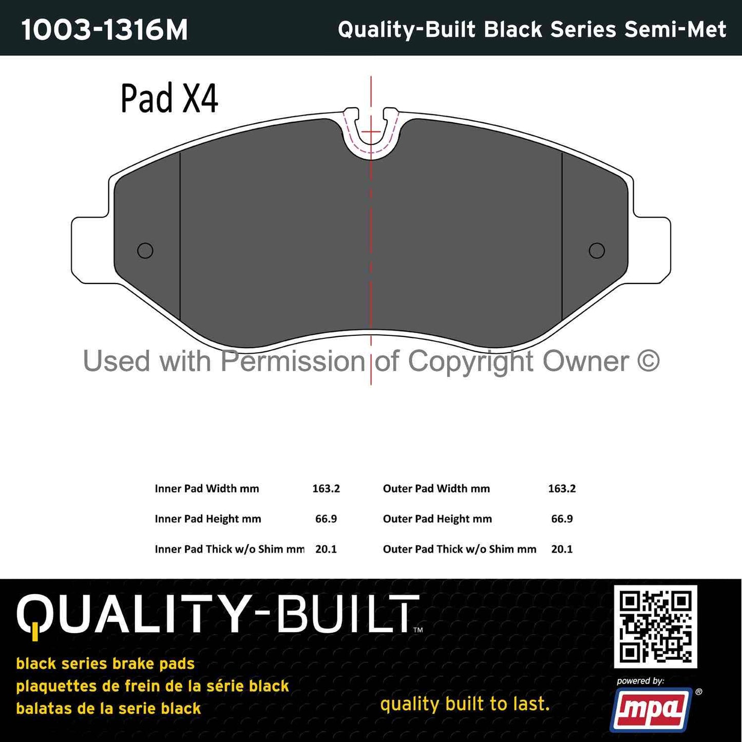 Other View of Front Disc Brake Pad Set MPA 1003-1316M