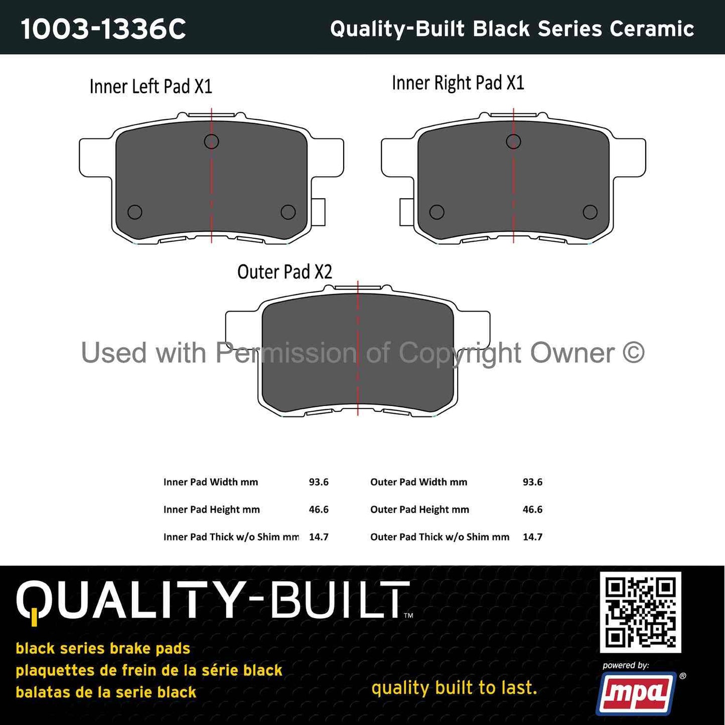 Other View of Rear Disc Brake Pad Set MPA 1003-1336C