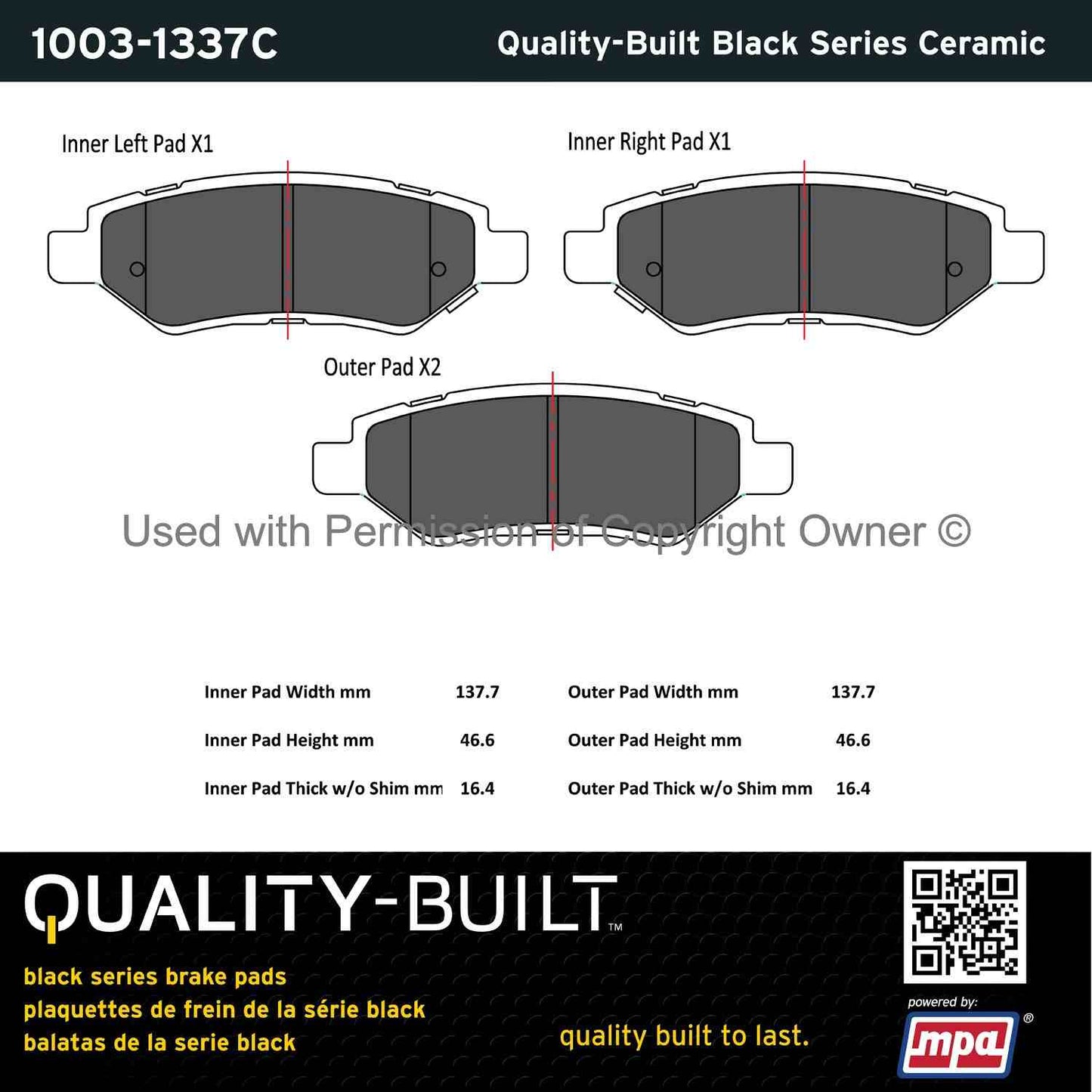 Other View of Rear Disc Brake Pad Set MPA 1003-1337C