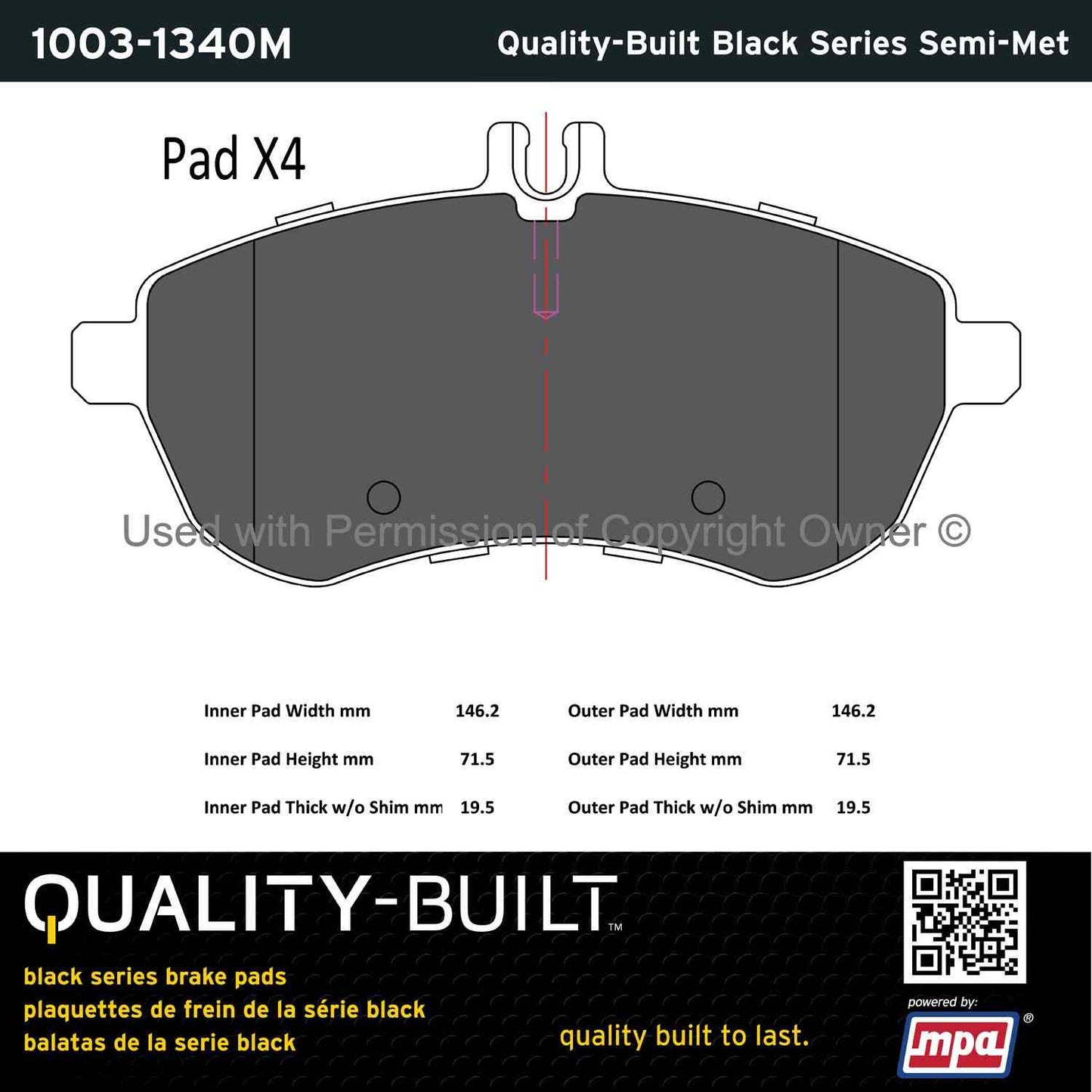 Other View of Front Disc Brake Pad Set MPA 1003-1340M