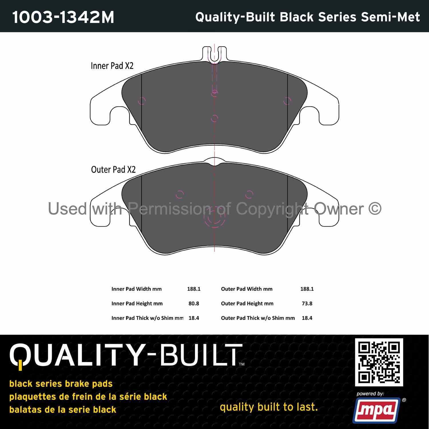 Other View of Front Disc Brake Pad Set MPA 1003-1342M