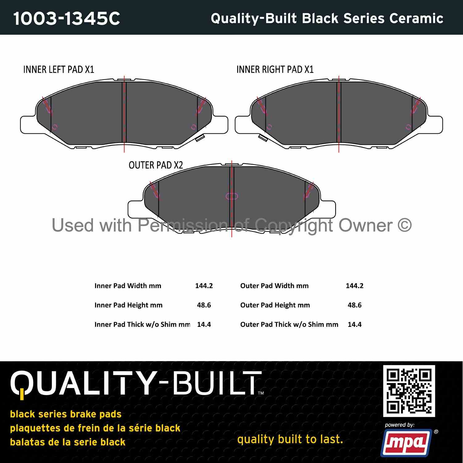 Other View of Front Disc Brake Pad Set MPA 1003-1345C