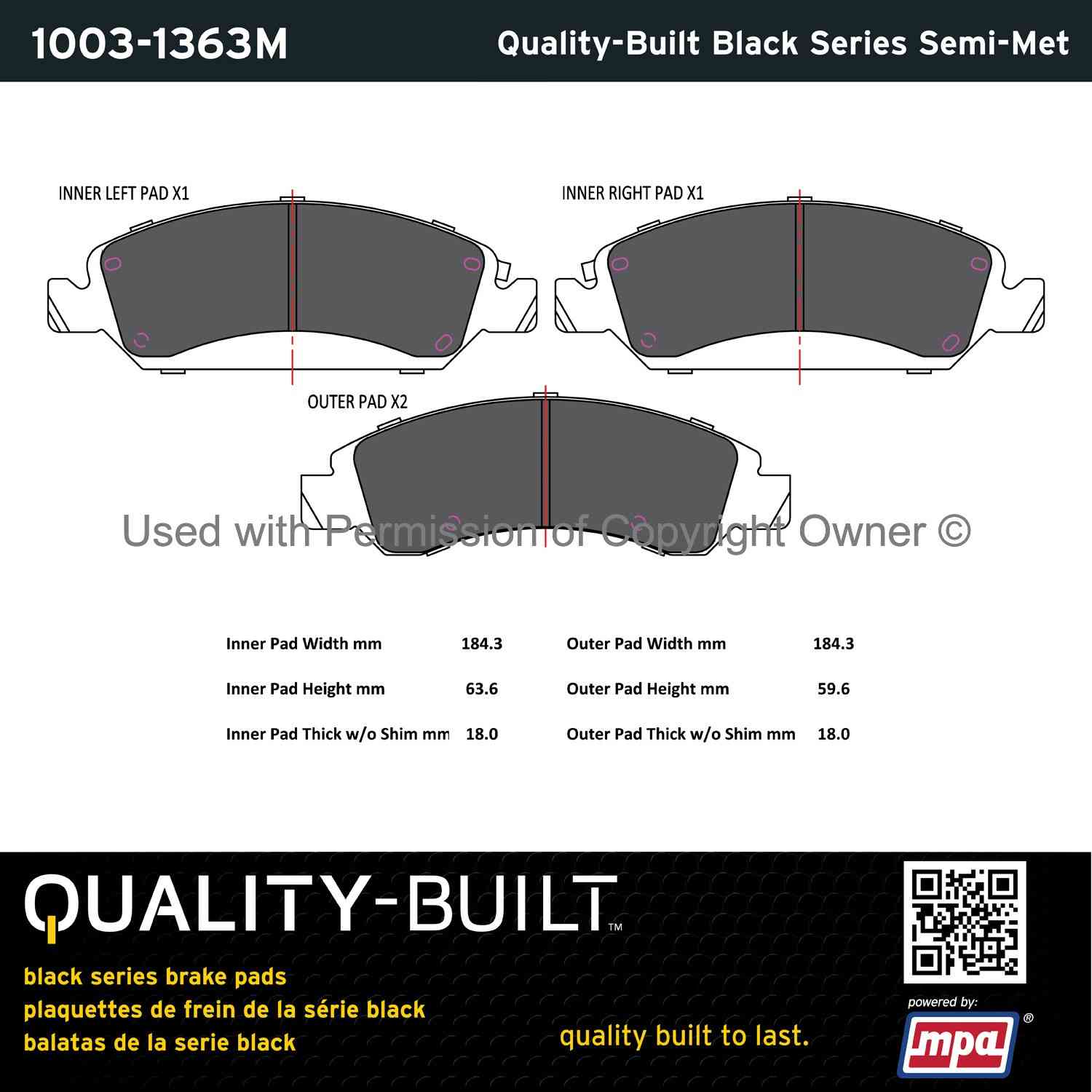 Other View of Front Disc Brake Pad Set MPA 1003-1363M