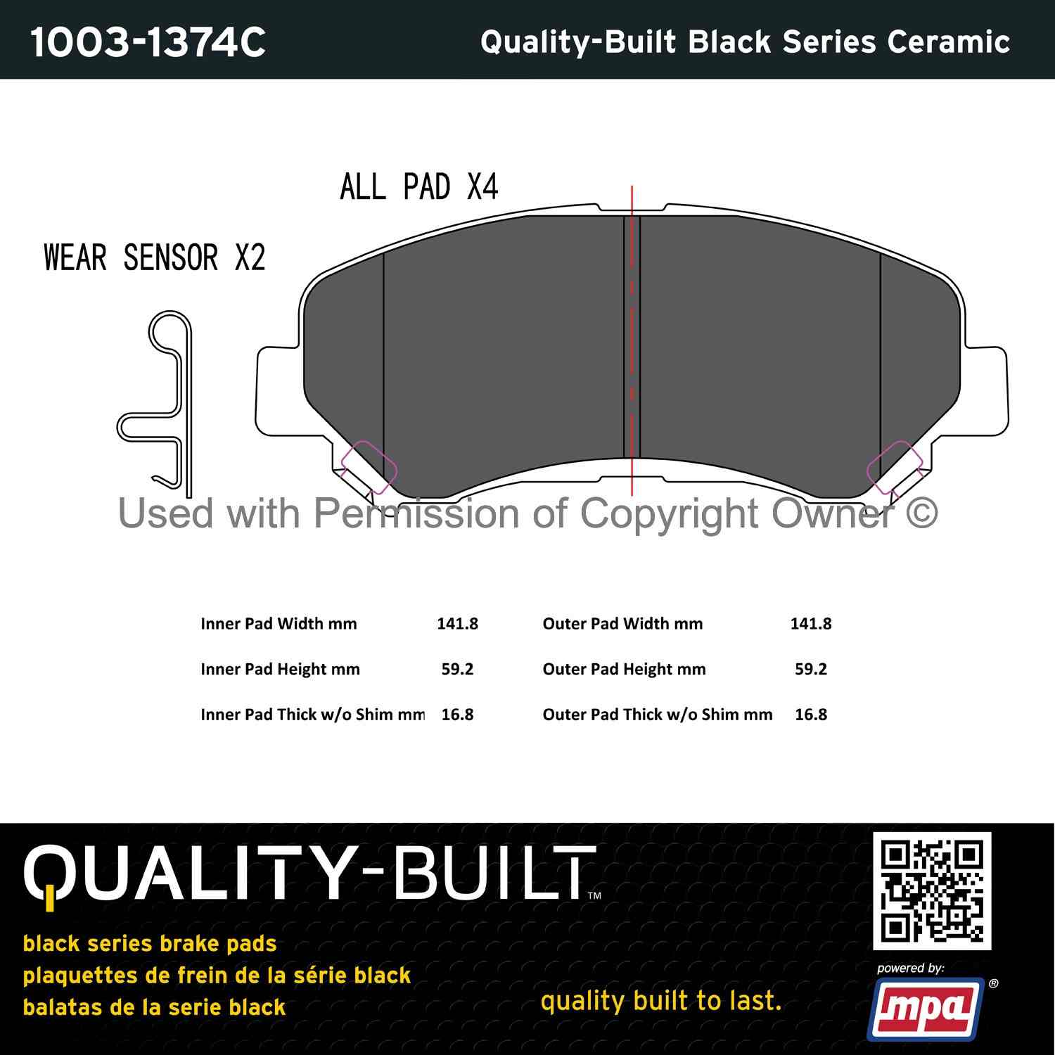 Other View of Front Disc Brake Pad Set MPA 1003-1374C