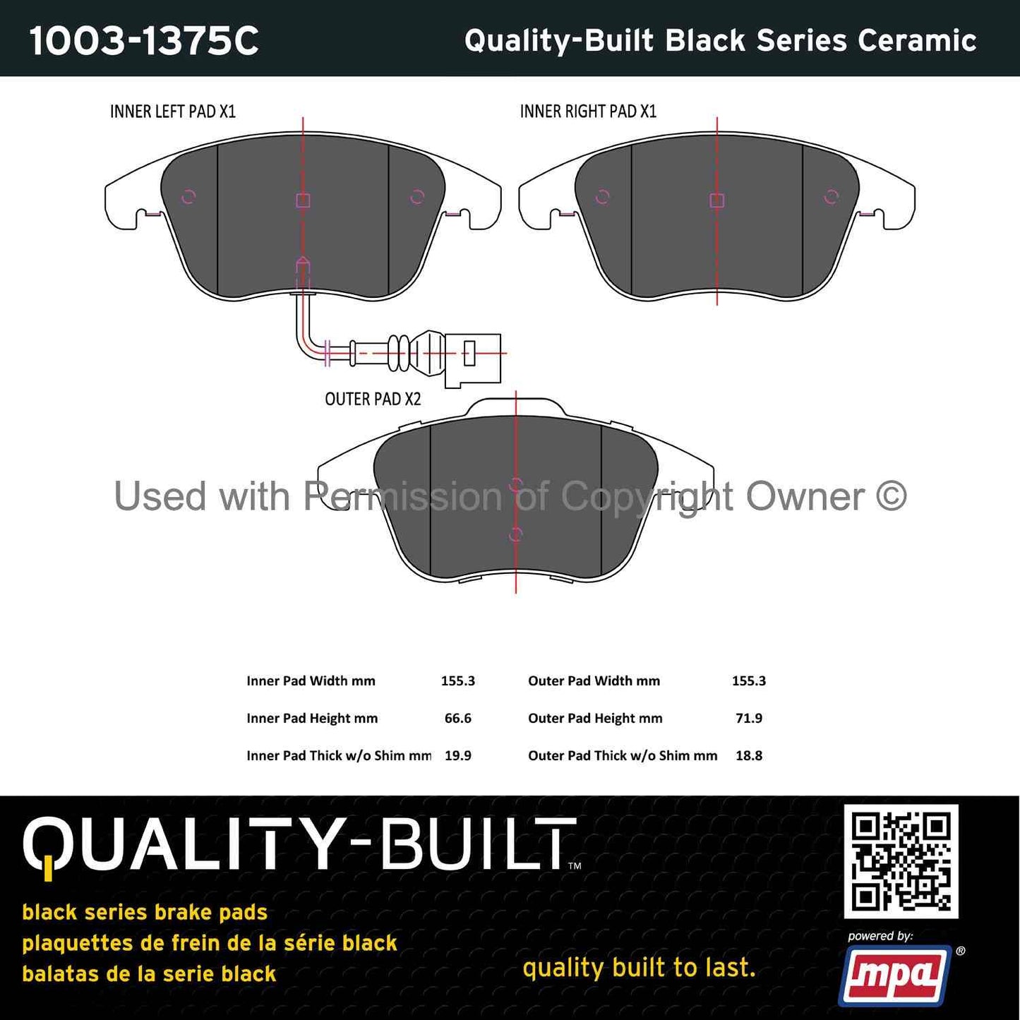 Other View of Front Disc Brake Pad Set MPA 1003-1375C