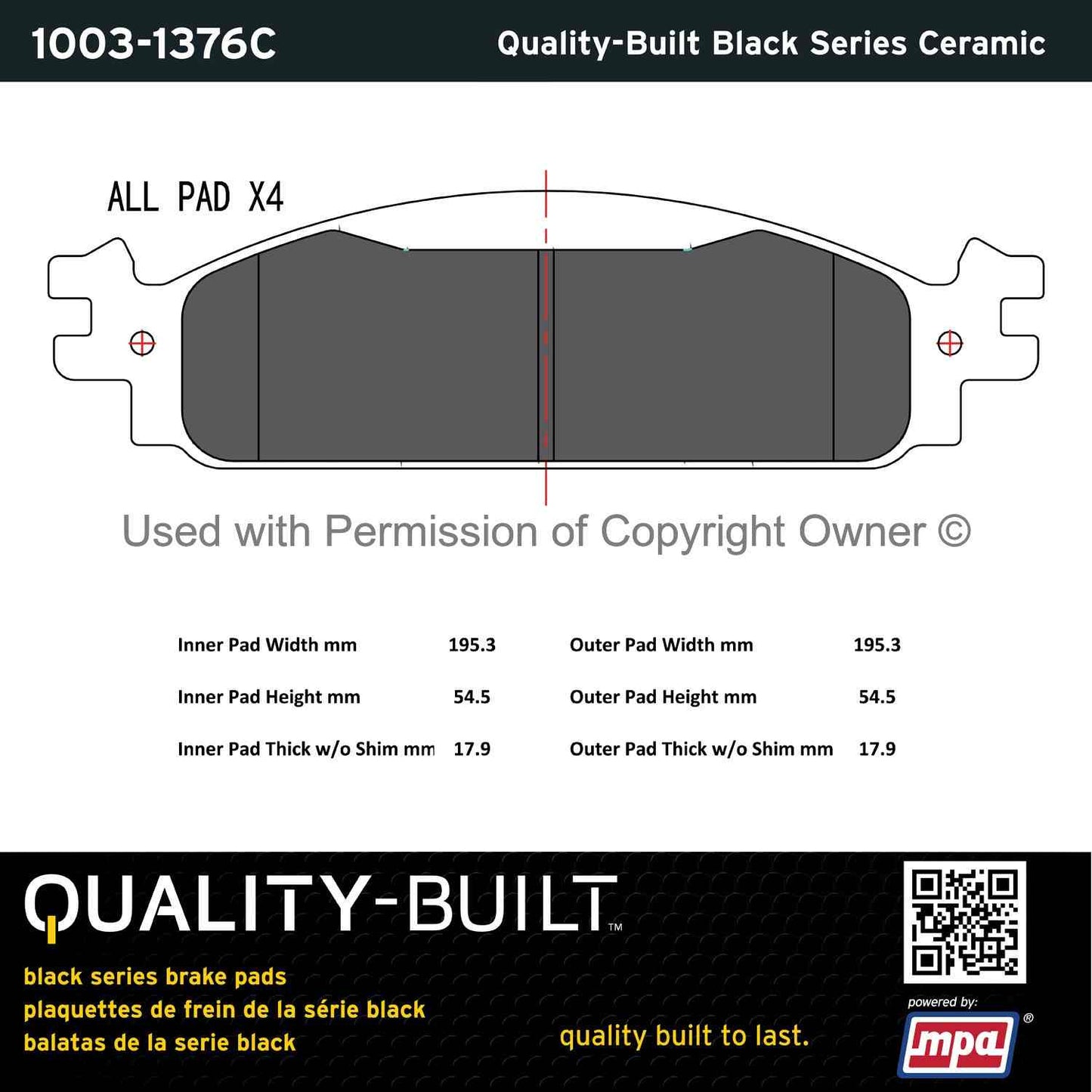 Other View of Front Disc Brake Pad Set MPA 1003-1376C