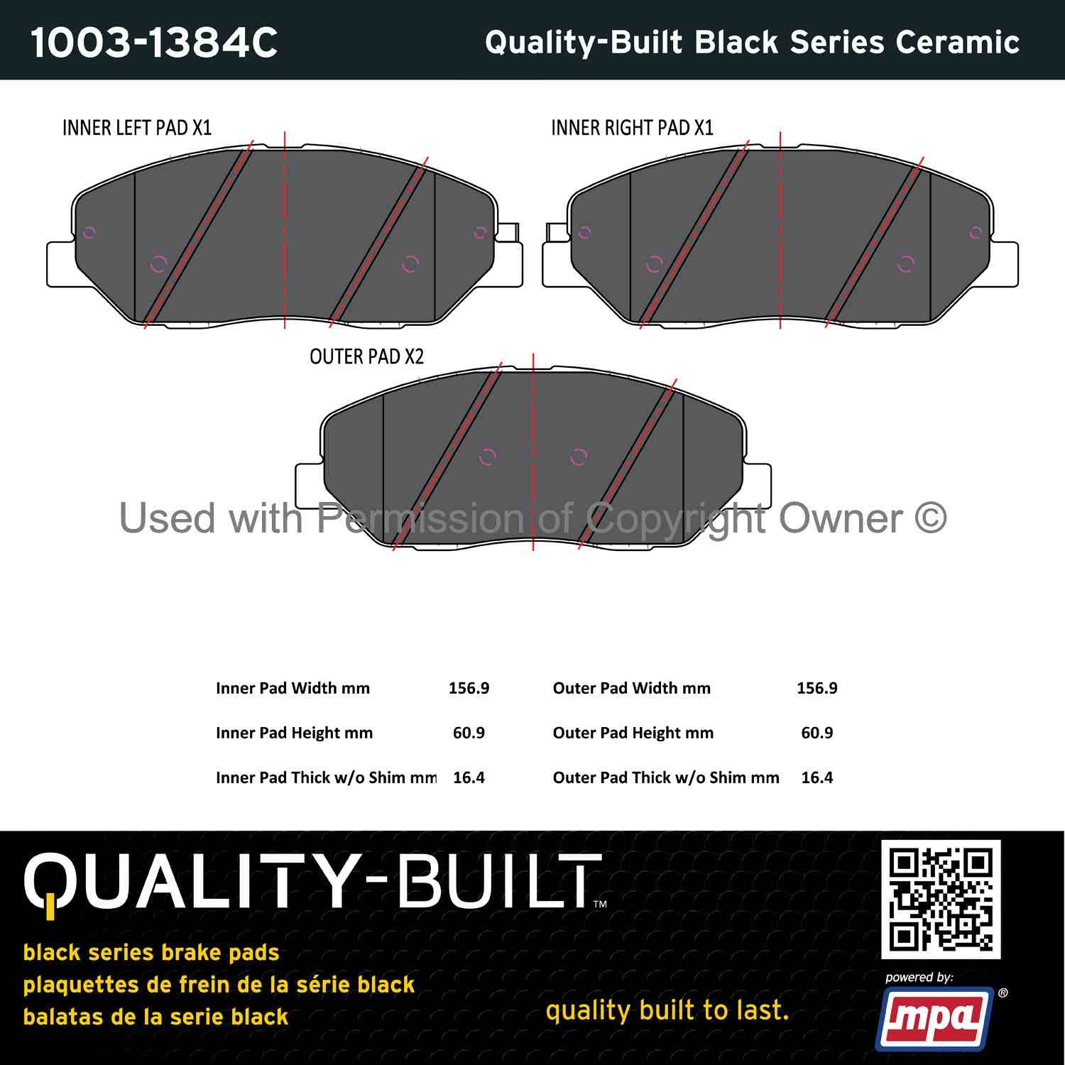 Other View of Front Disc Brake Pad Set MPA 1003-1384C