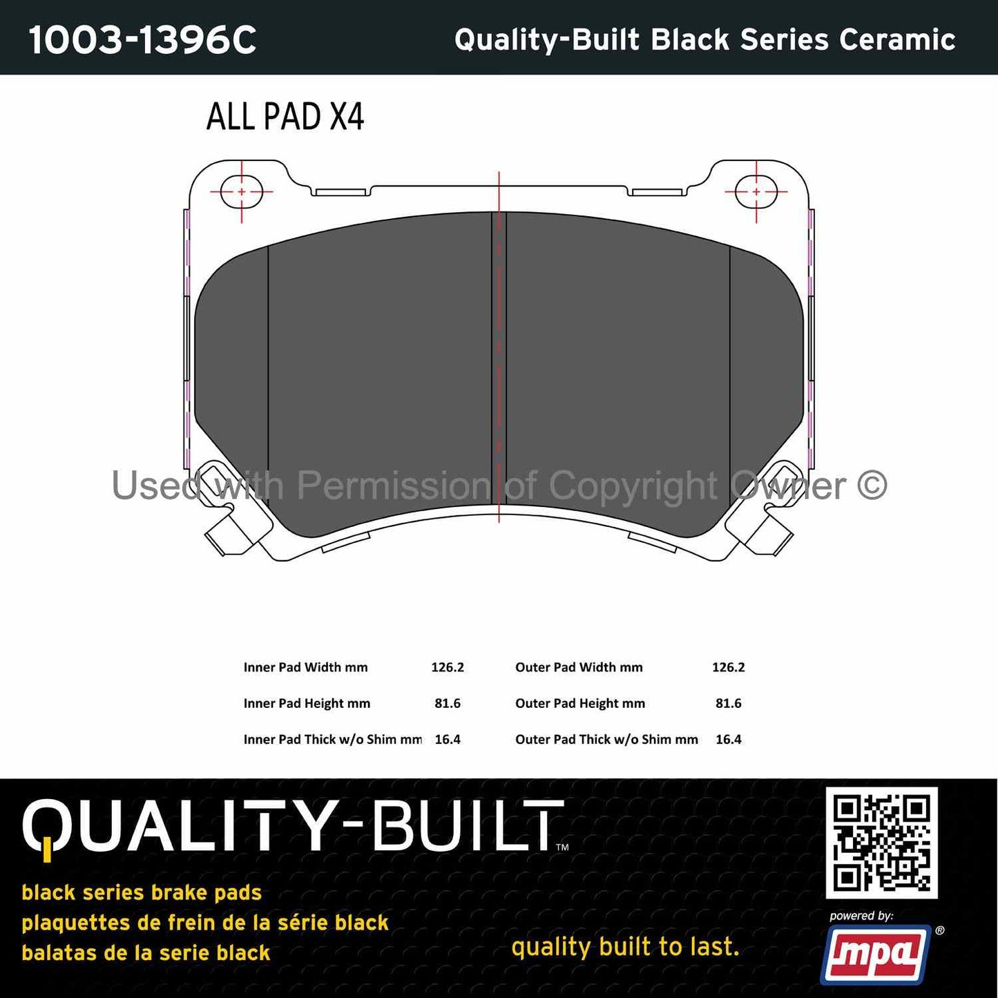 Other View of Front Disc Brake Pad Set MPA 1003-1396C