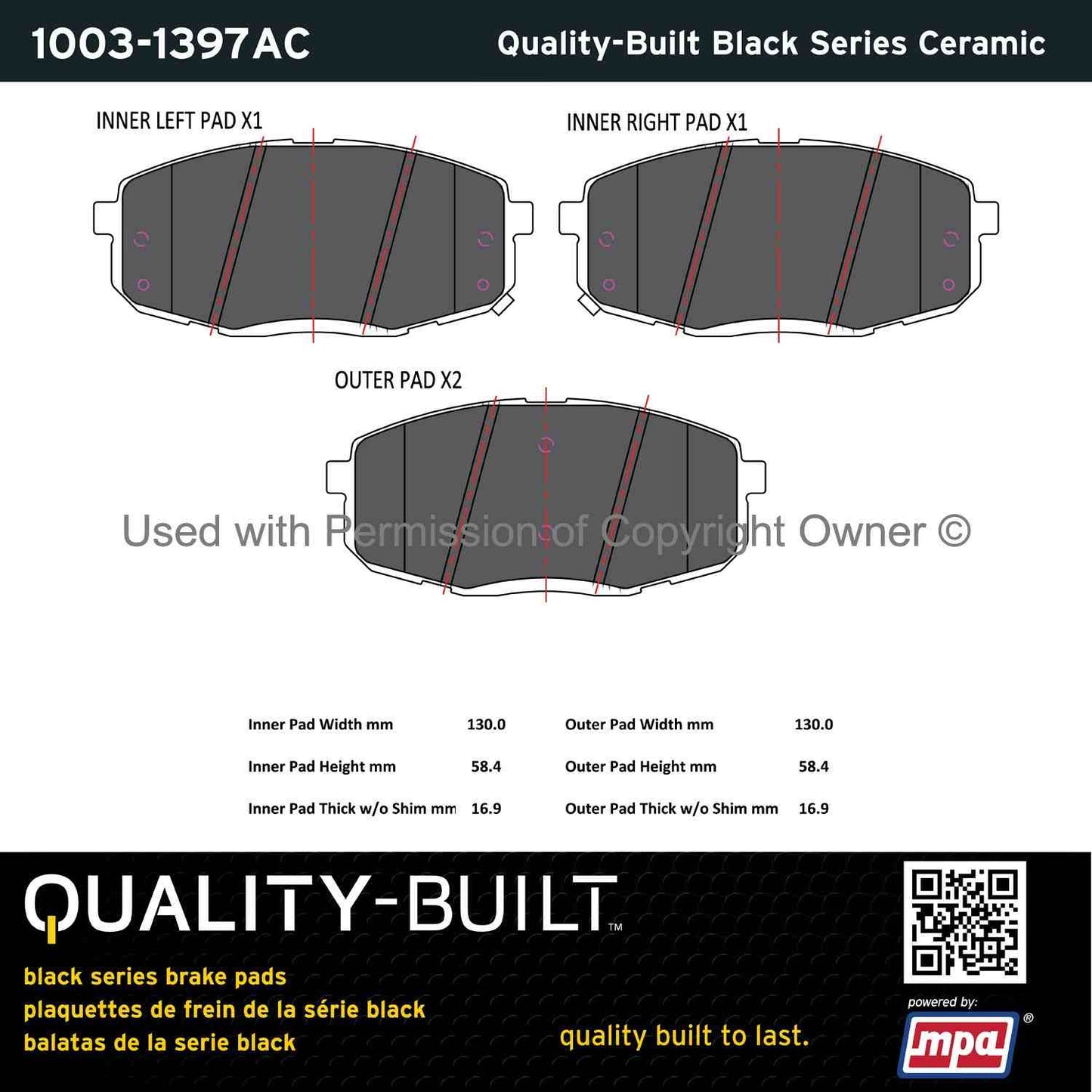 Other View of Front Disc Brake Pad Set MPA 1003-1397AC