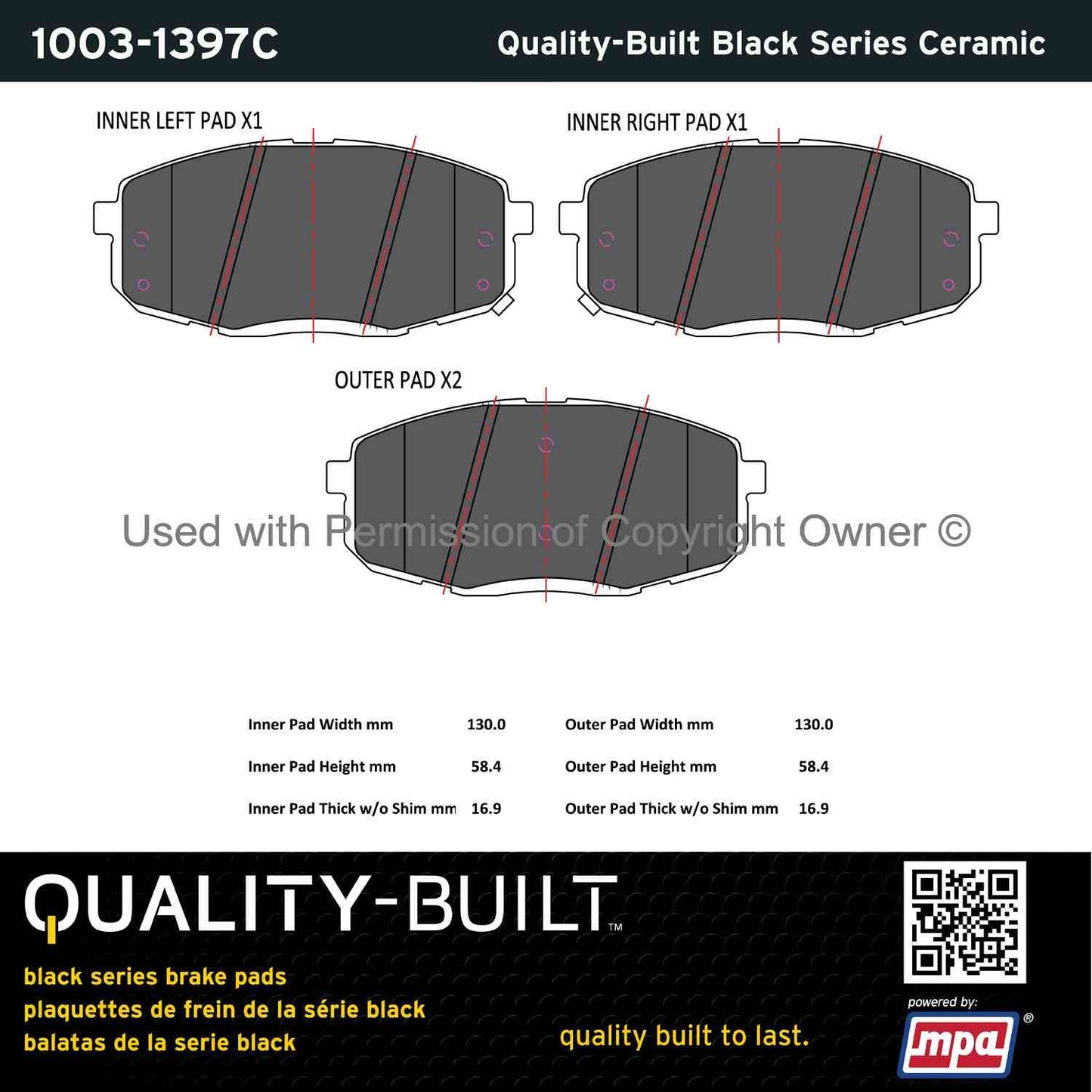 Other View of Front Disc Brake Pad Set MPA 1003-1397C