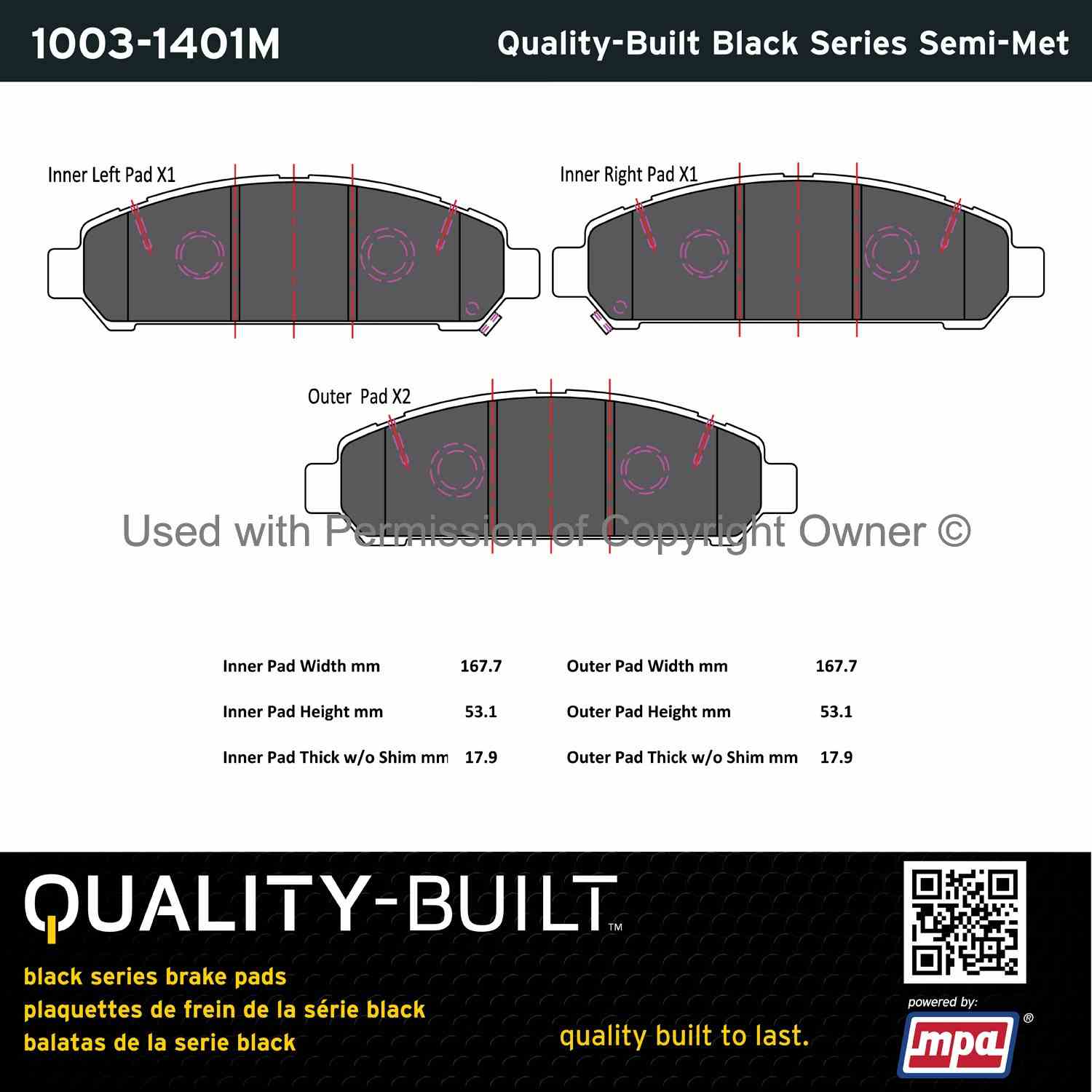 Other View of Front Disc Brake Pad Set MPA 1003-1401M