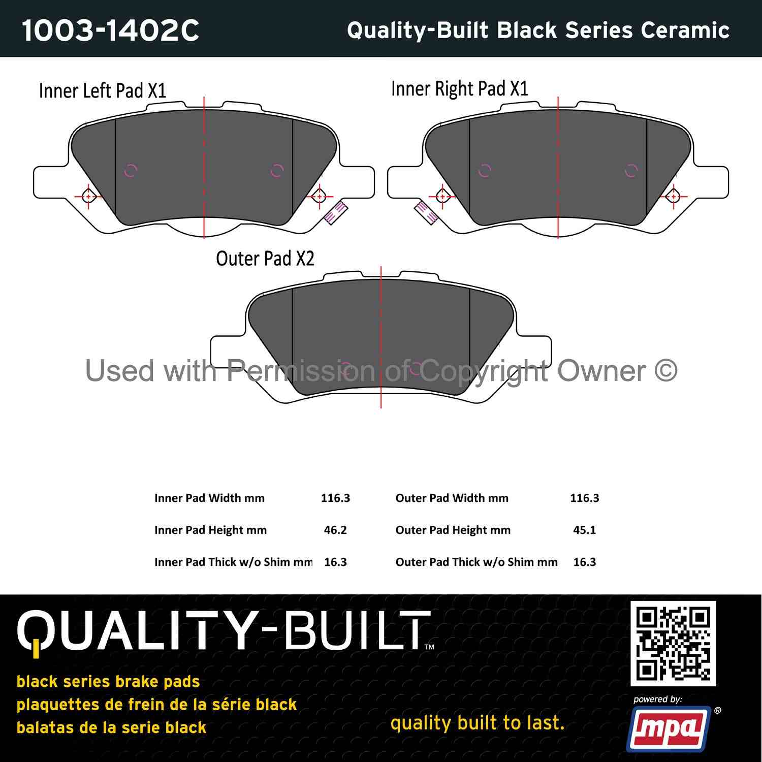 Other View of Rear Disc Brake Pad Set MPA 1003-1402C