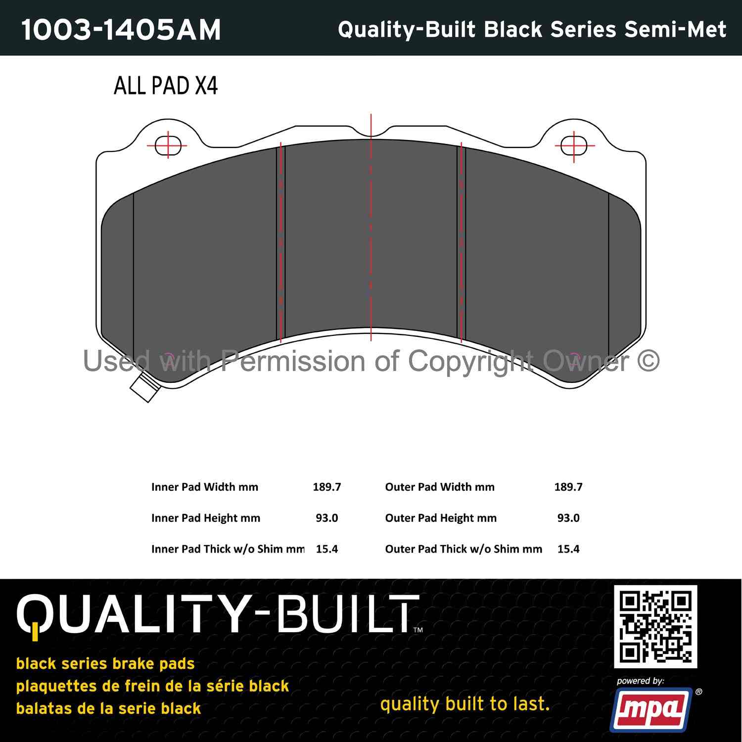 Other View of Front Disc Brake Pad Set MPA 1003-1405AM