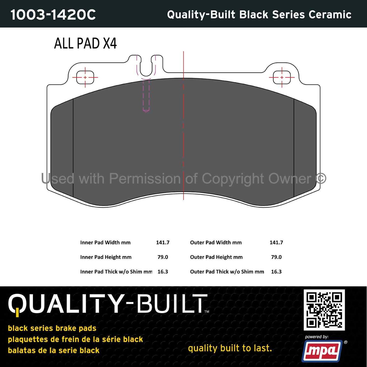 Other View of Front Disc Brake Pad Set MPA 1003-1420C