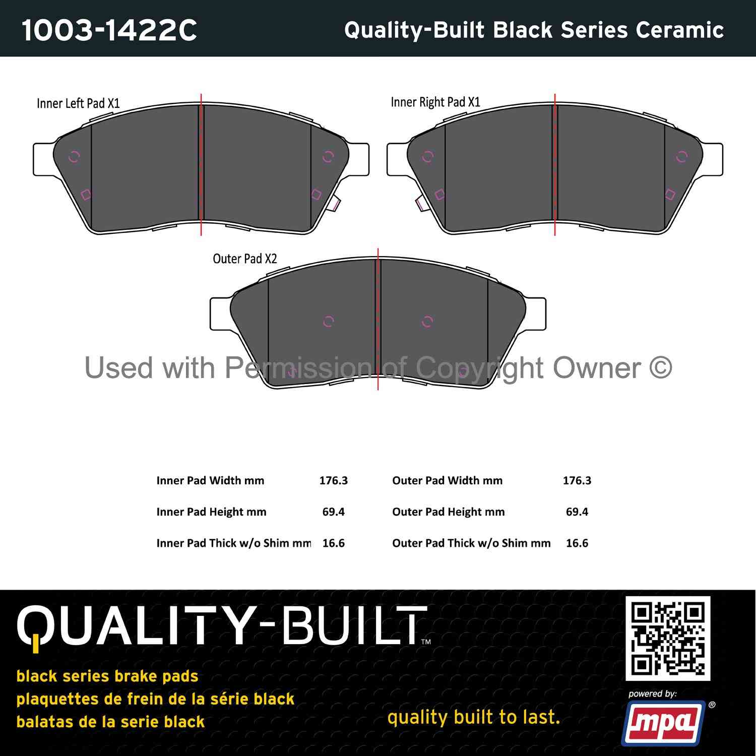 Other View of Front Disc Brake Pad Set MPA 1003-1422C