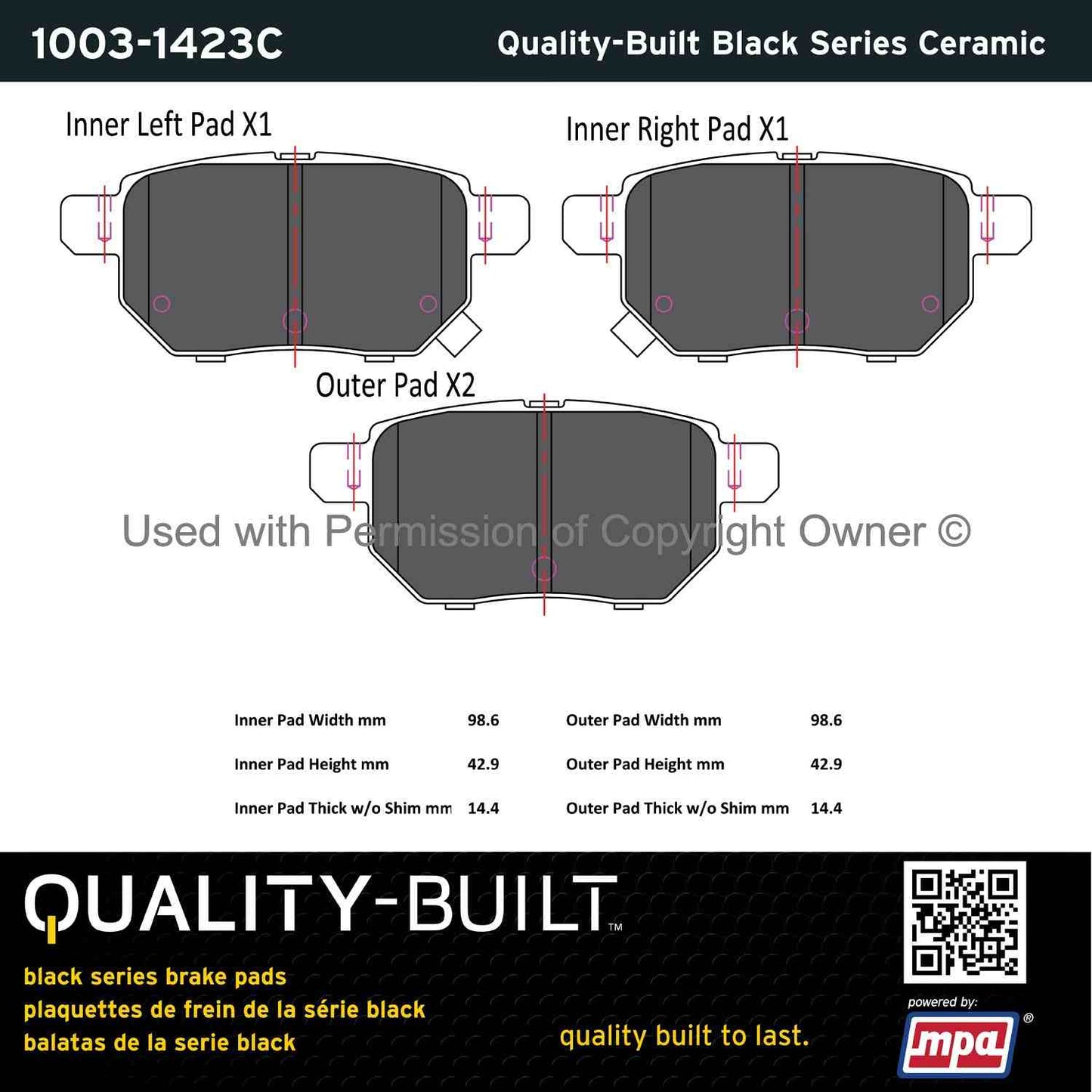 Other View of Rear Disc Brake Pad Set MPA 1003-1423C