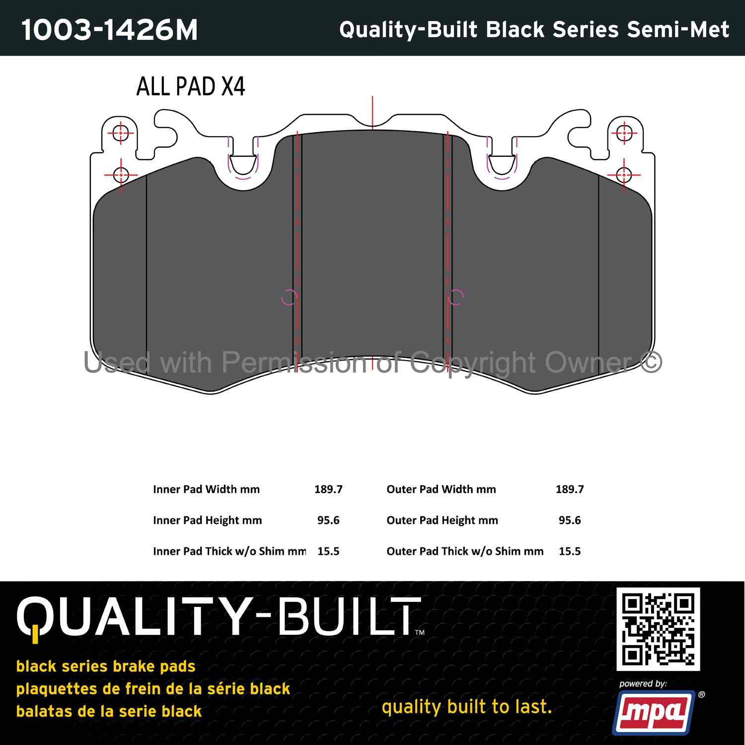 Other View of Front Disc Brake Pad Set MPA 1003-1426M