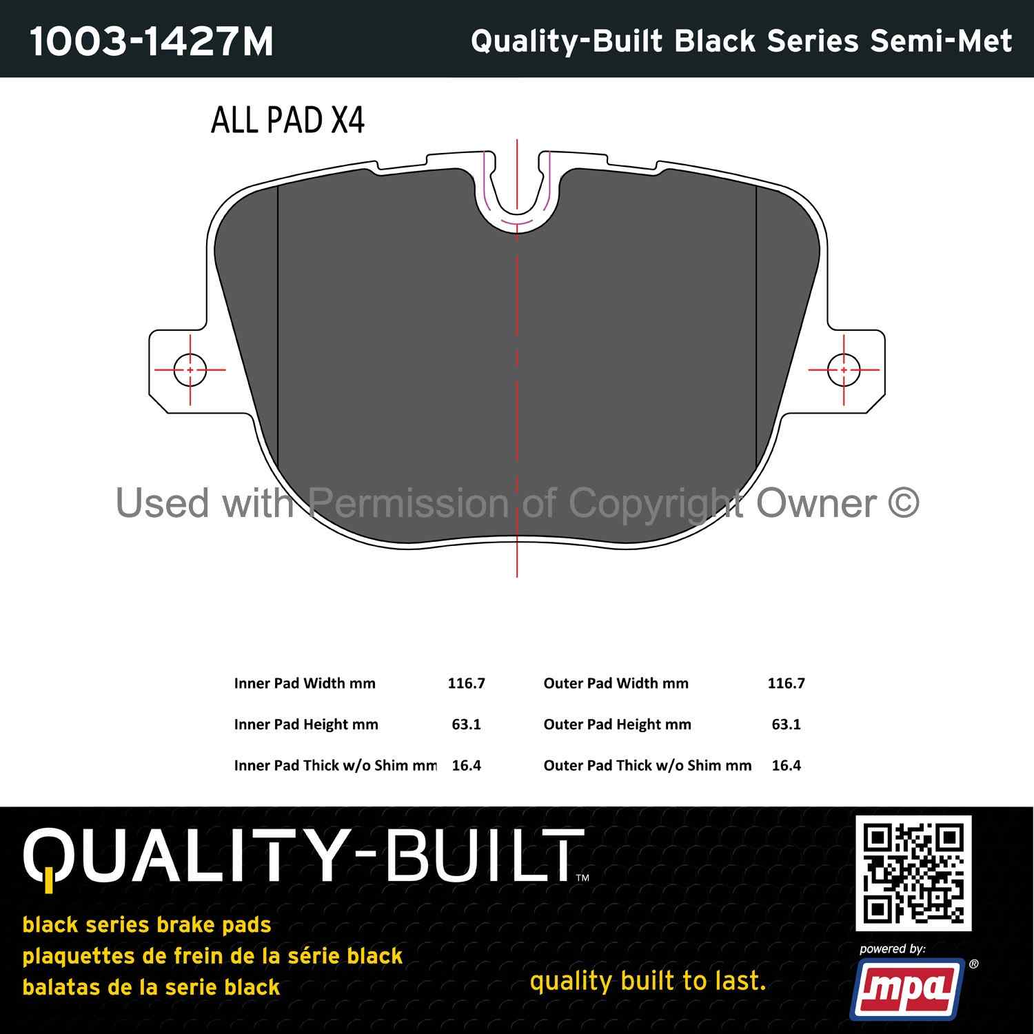 Other View of Rear Disc Brake Pad Set MPA 1003-1427M