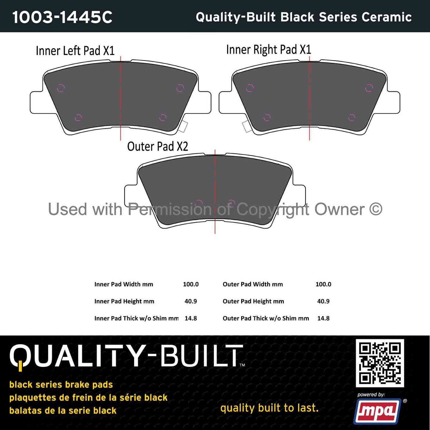 Other View of Rear Disc Brake Pad Set MPA 1003-1445C