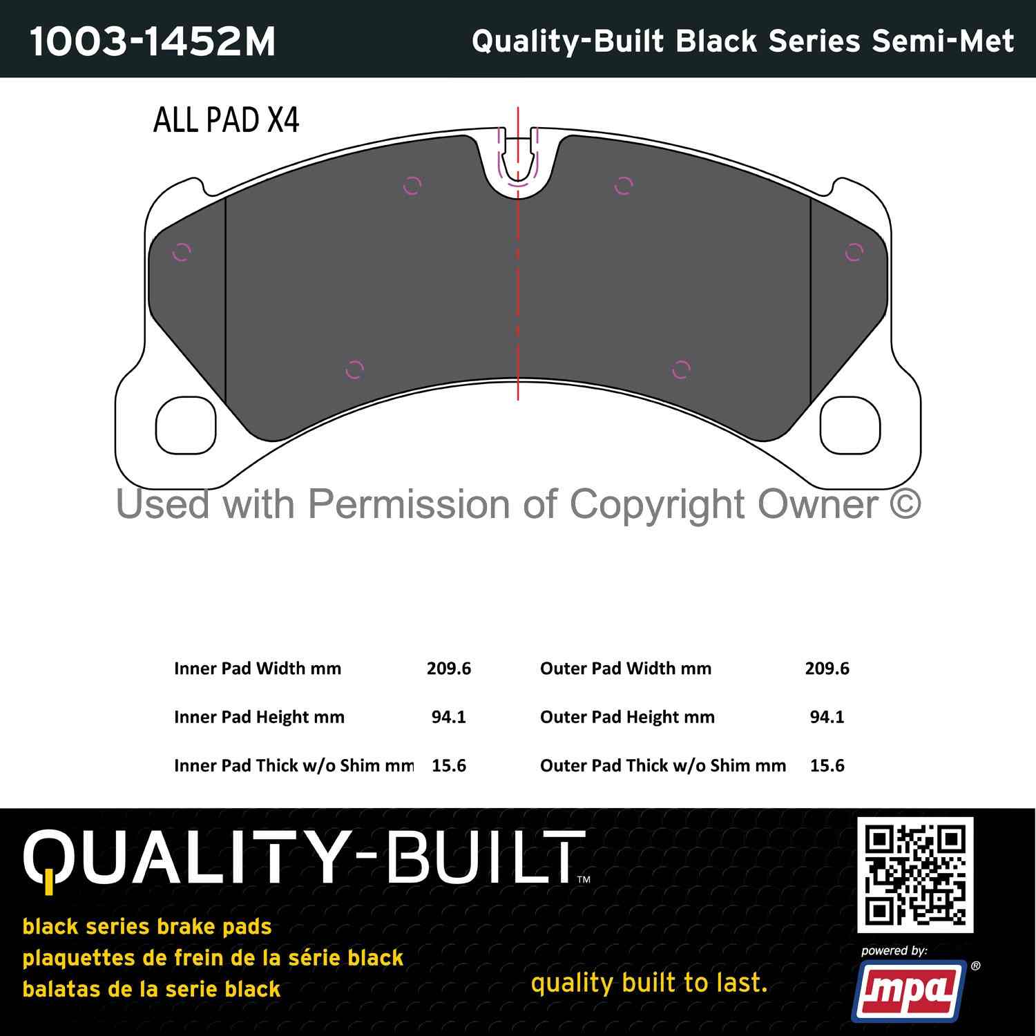 Other View of Front Disc Brake Pad Set MPA 1003-1452M