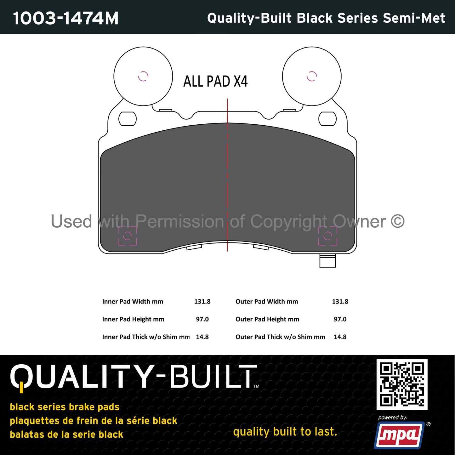 Other View of Front Disc Brake Pad Set MPA 1003-1474M