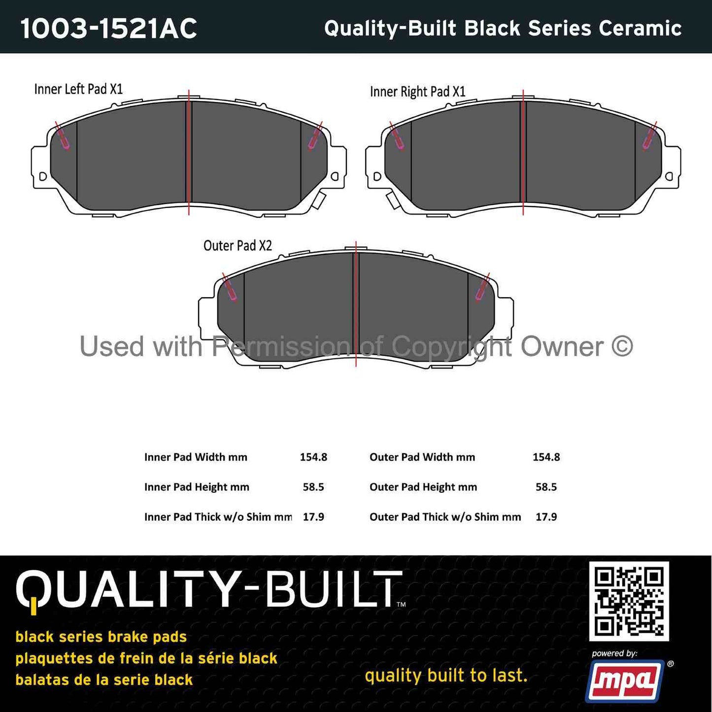 Other View of Front Disc Brake Pad Set MPA 1003-1521AC