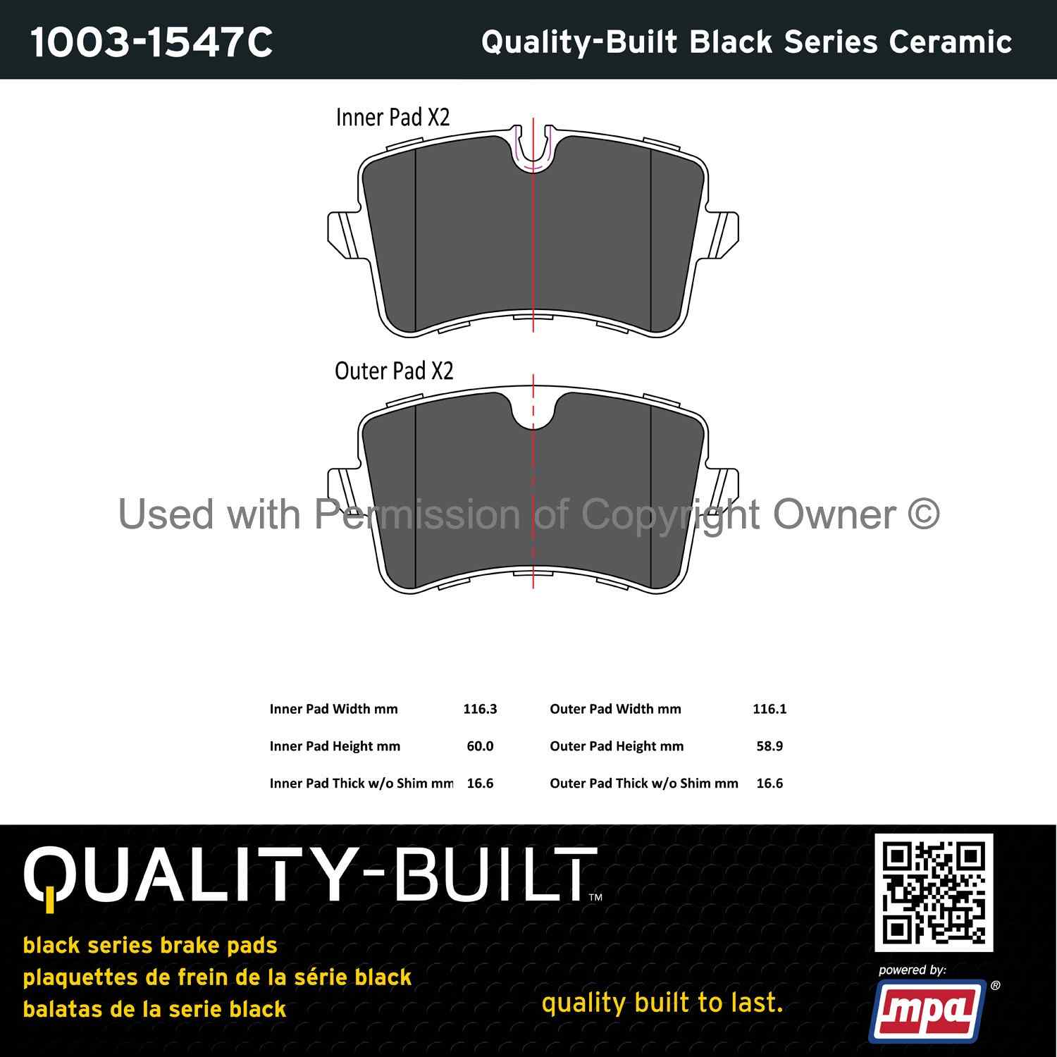 Other View of Rear Disc Brake Pad Set MPA 1003-1547C