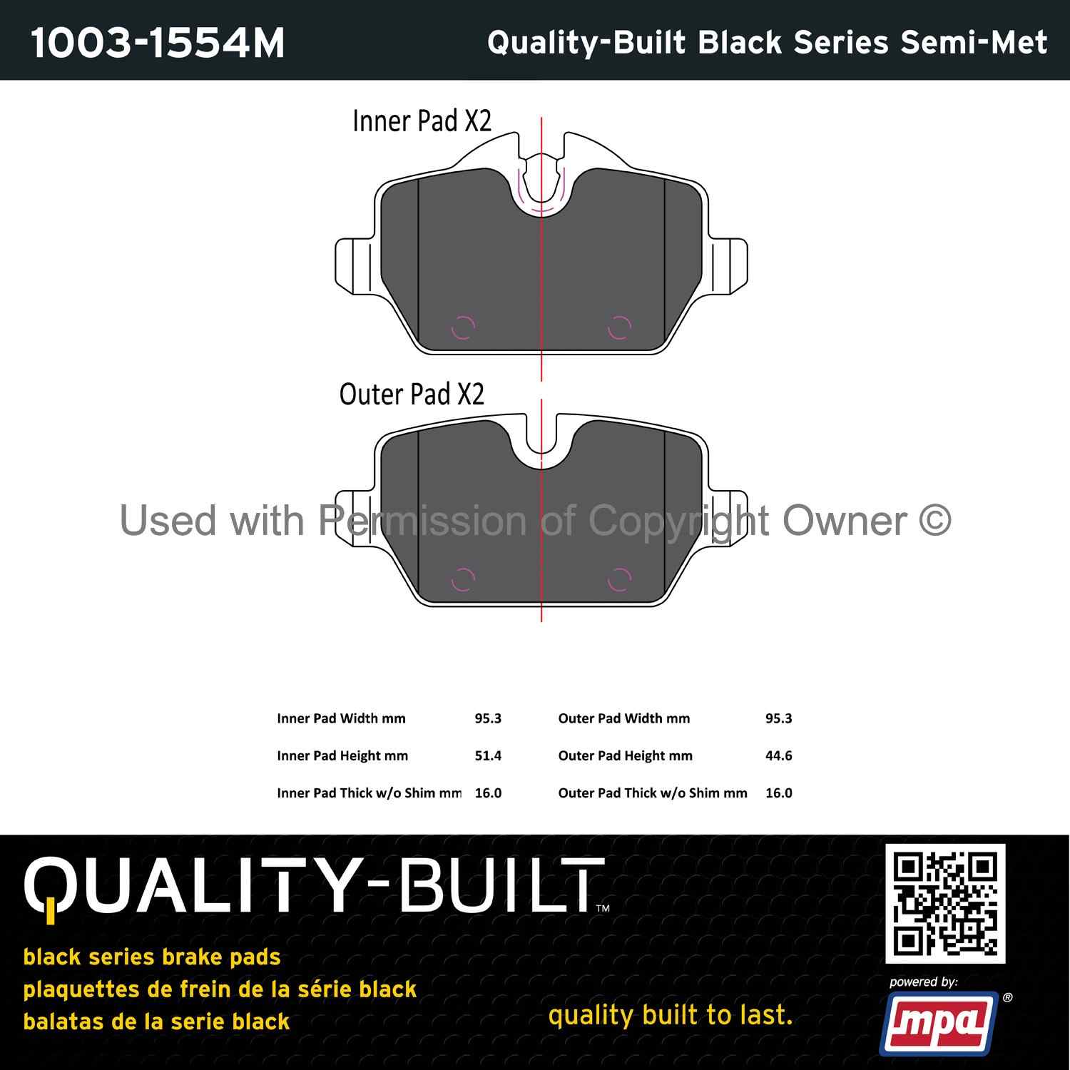 Other View of Rear Disc Brake Pad Set MPA 1003-1554M