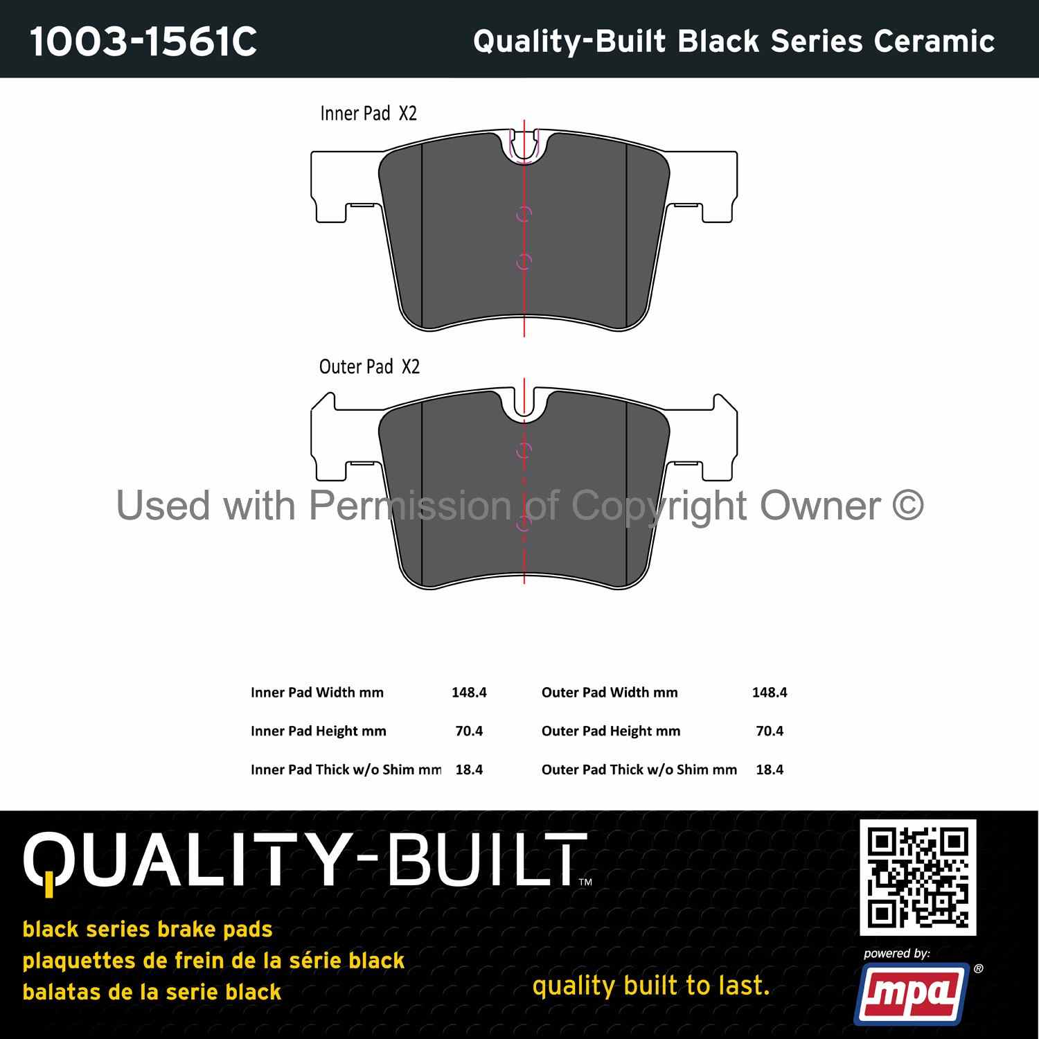 Other View of Front Disc Brake Pad Set MPA 1003-1561C