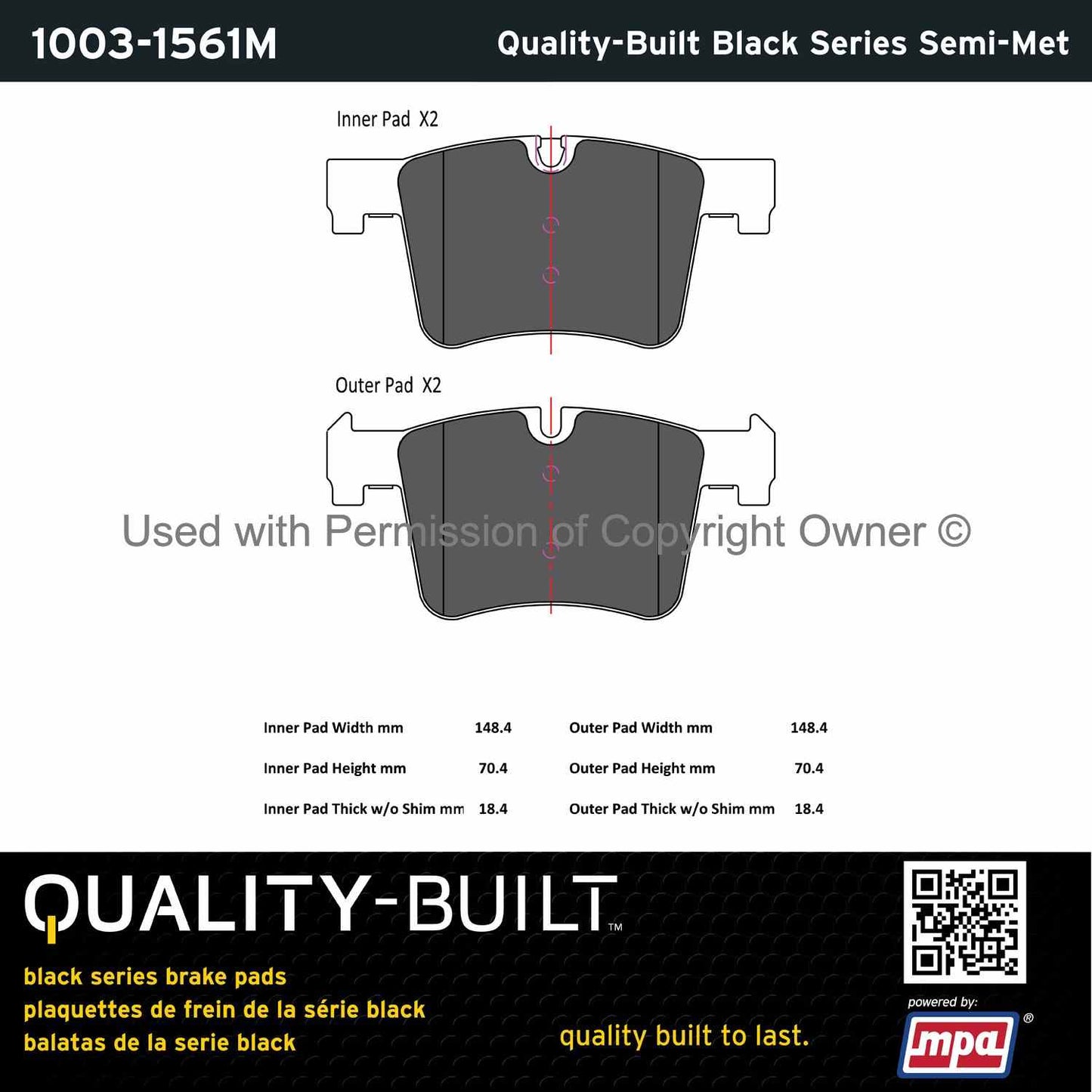 Other View of Front Disc Brake Pad Set MPA 1003-1561M