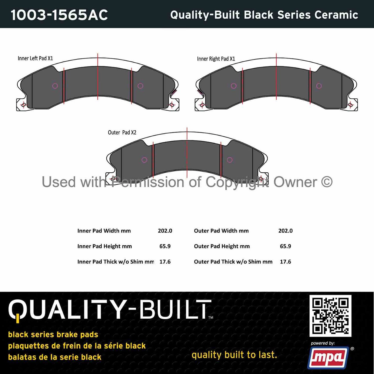 Other View of Rear Disc Brake Pad Set MPA 1003-1565AC