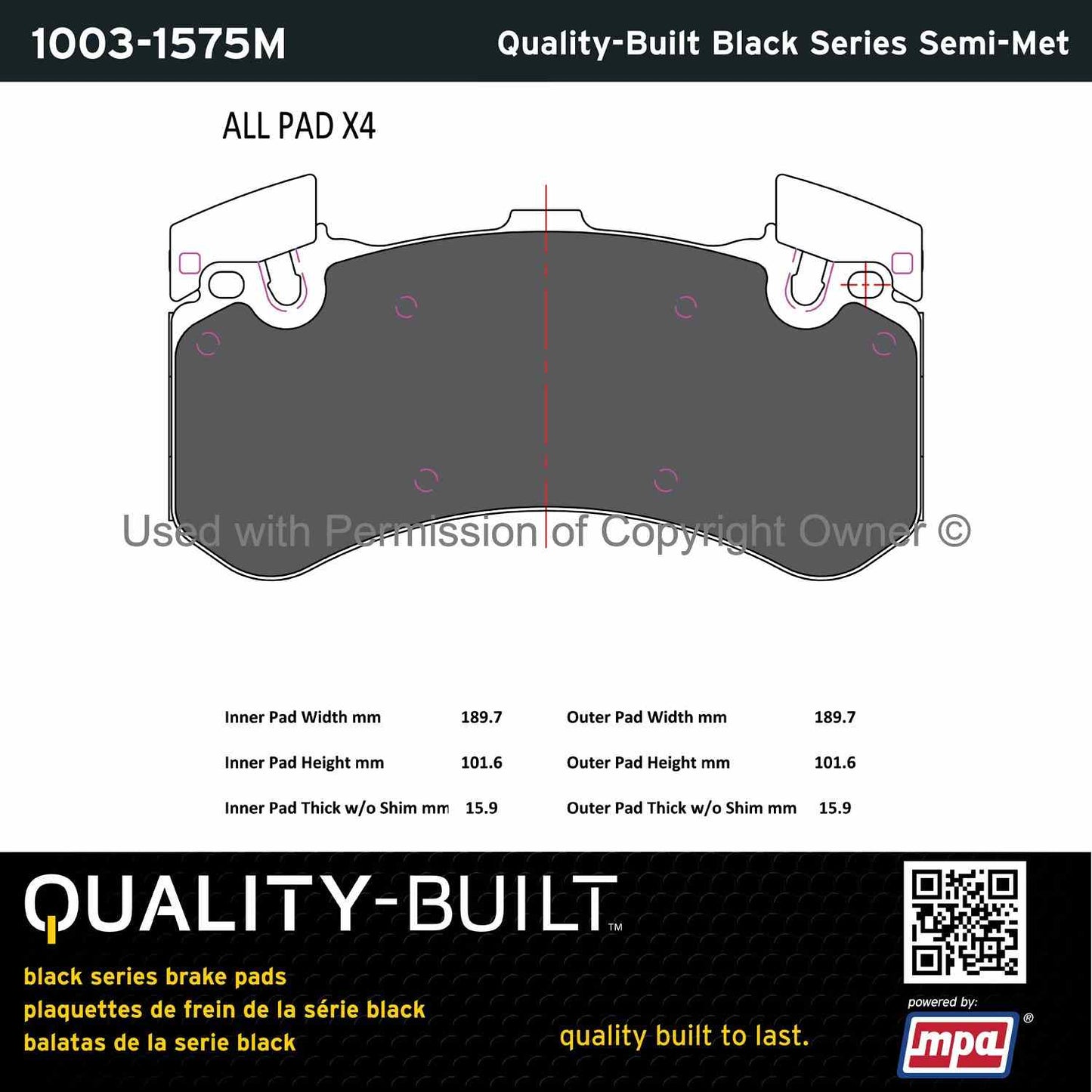 Other View of Front Disc Brake Pad Set MPA 1003-1575M