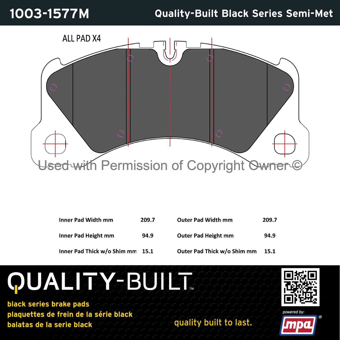 Other View of Front Disc Brake Pad Set MPA 1003-1577M