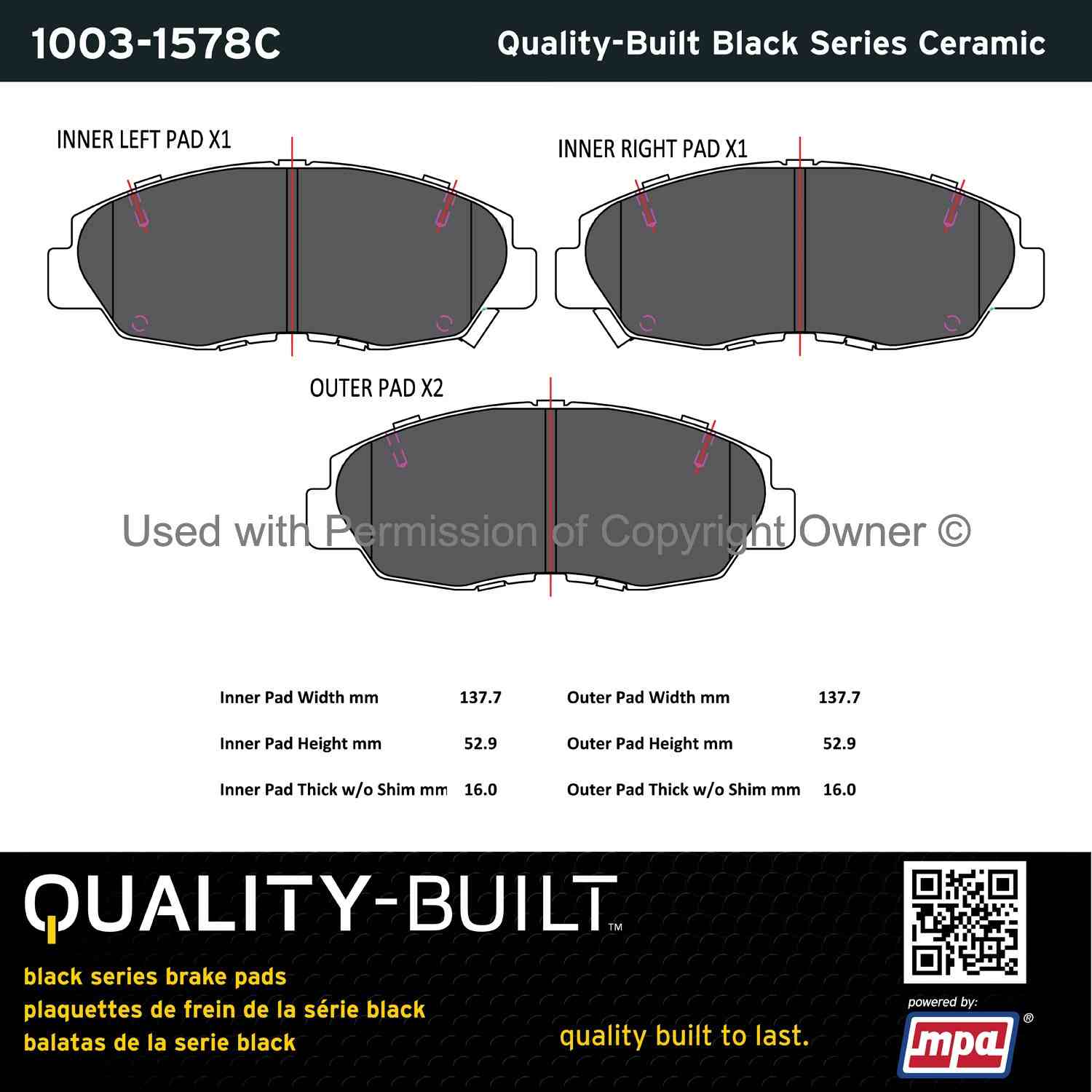 Other View of Front Disc Brake Pad Set MPA 1003-1578C