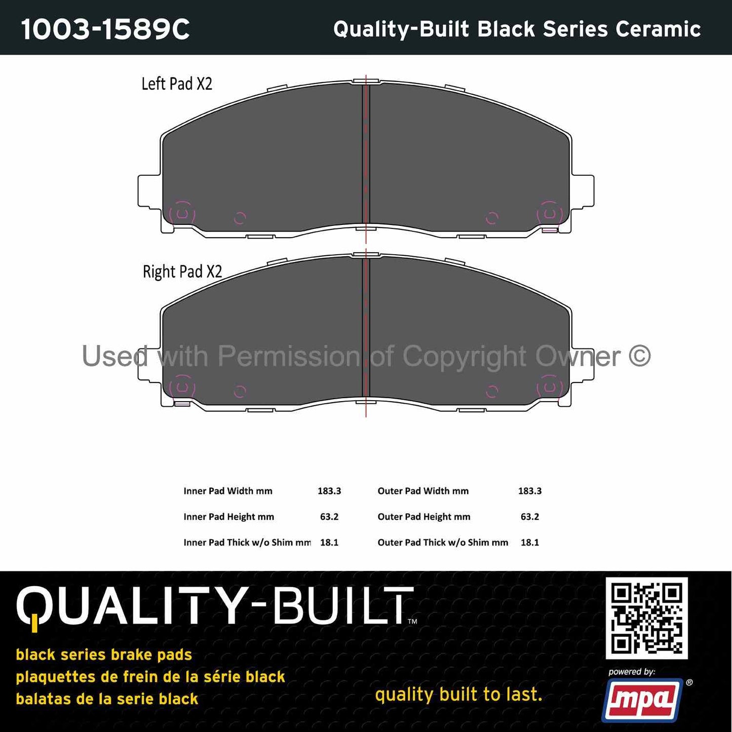 Other View of Front Disc Brake Pad Set MPA 1003-1589C