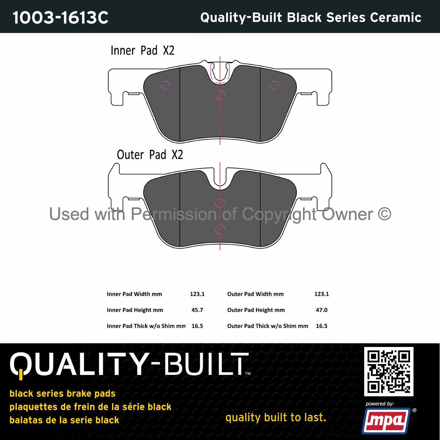 Other View of Rear Disc Brake Pad Set MPA 1003-1613C