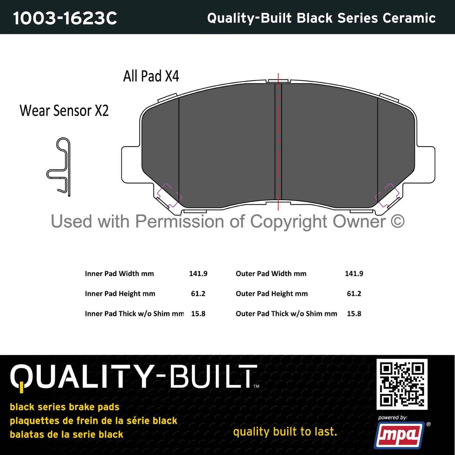 Other View of Front Disc Brake Pad Set MPA 1003-1623C