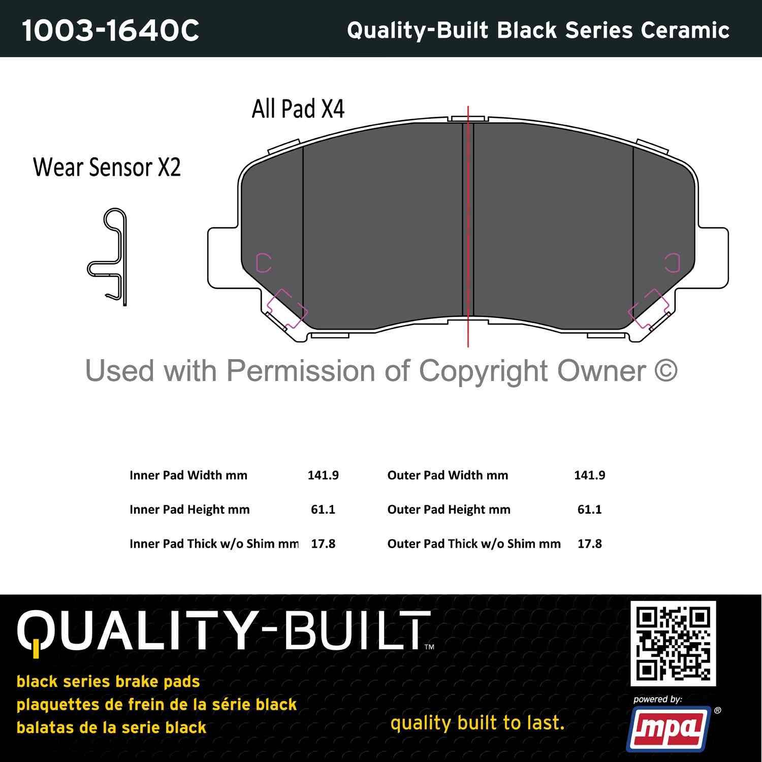 Other View of Front Disc Brake Pad Set MPA 1003-1640C