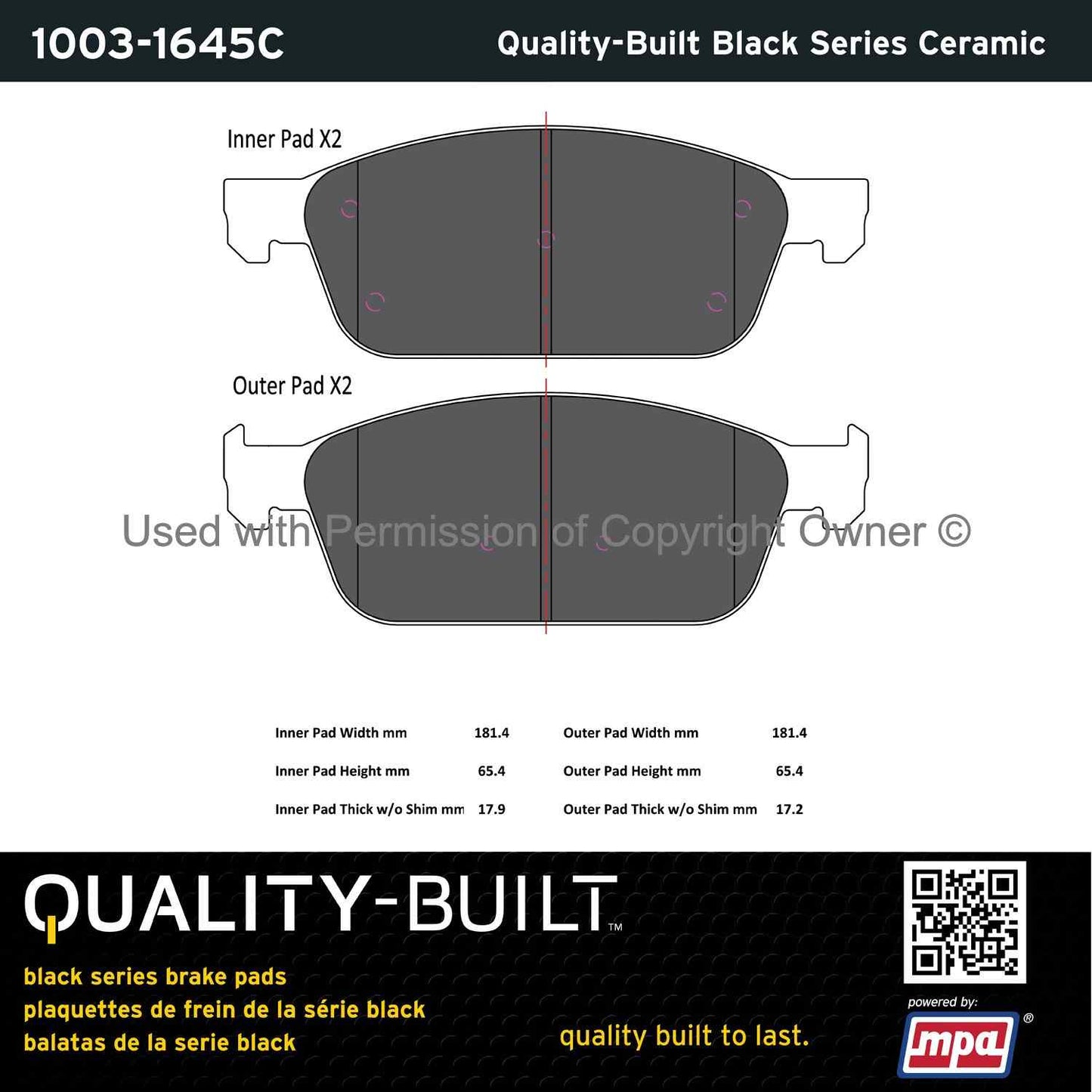 Other View of Front Disc Brake Pad Set MPA 1003-1645C