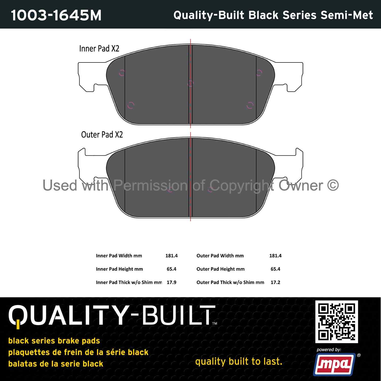 Other View of Front Disc Brake Pad Set MPA 1003-1645M