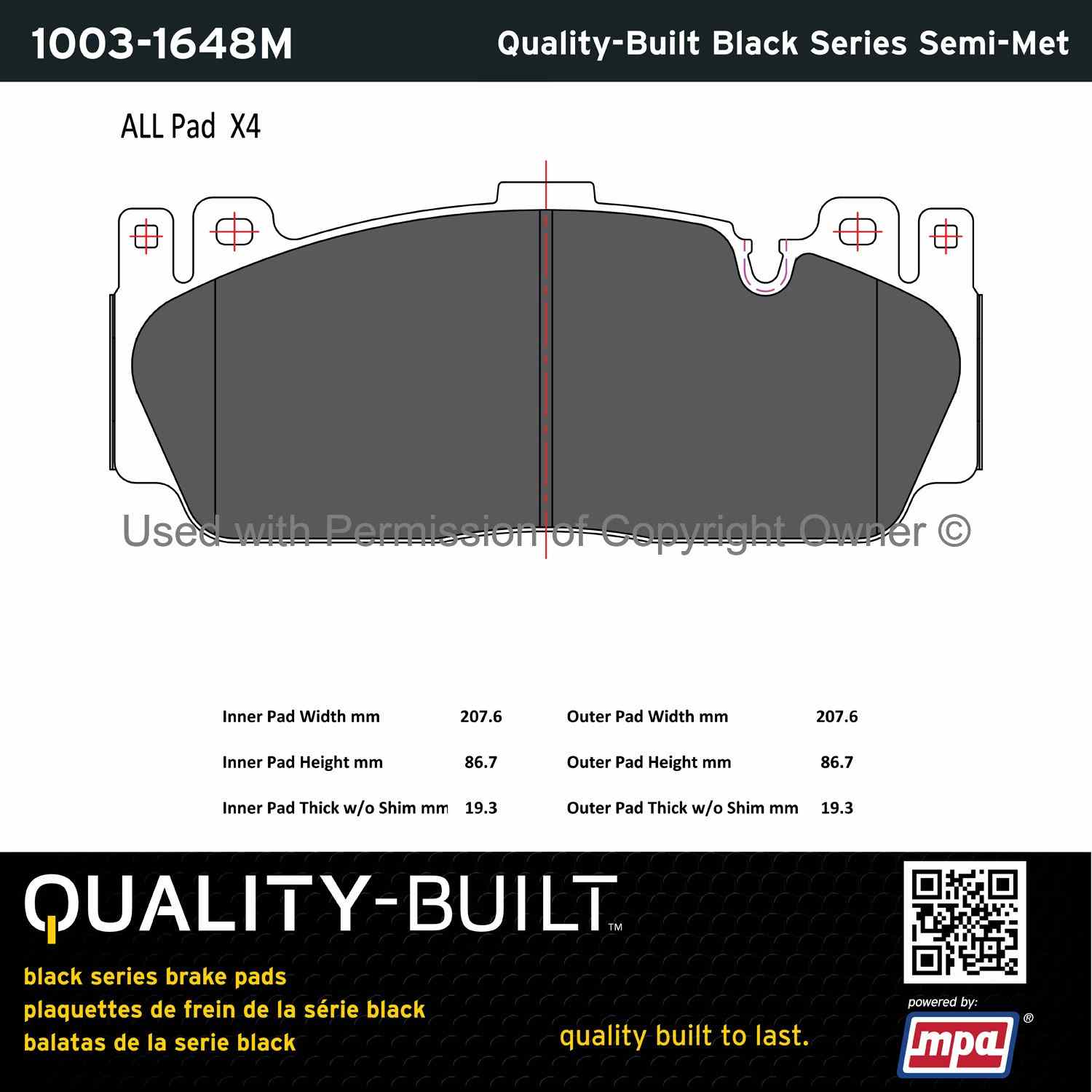 Other View of Front Disc Brake Pad Set MPA 1003-1648M