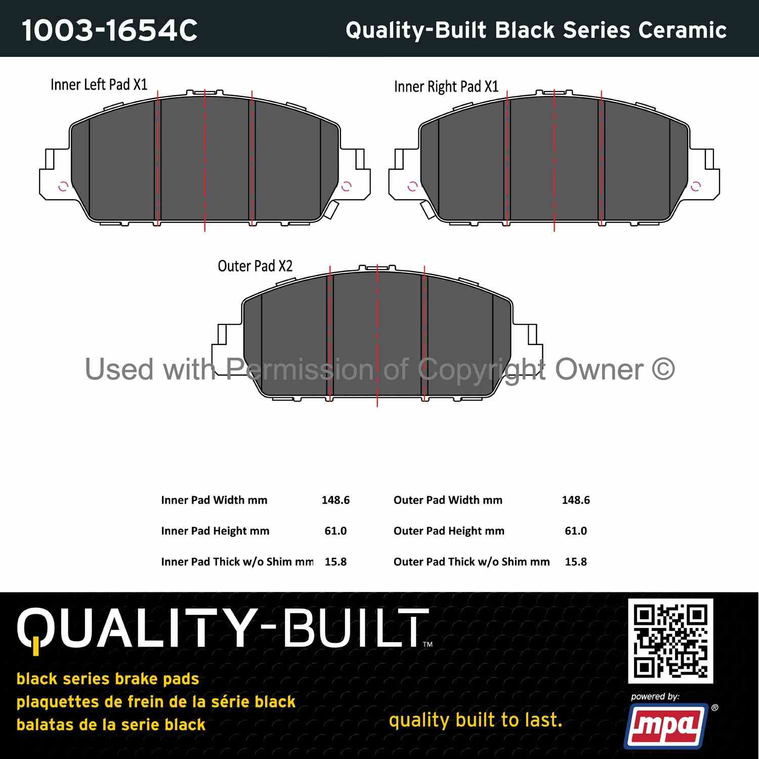 Other View of Front Disc Brake Pad Set MPA 1003-1654C